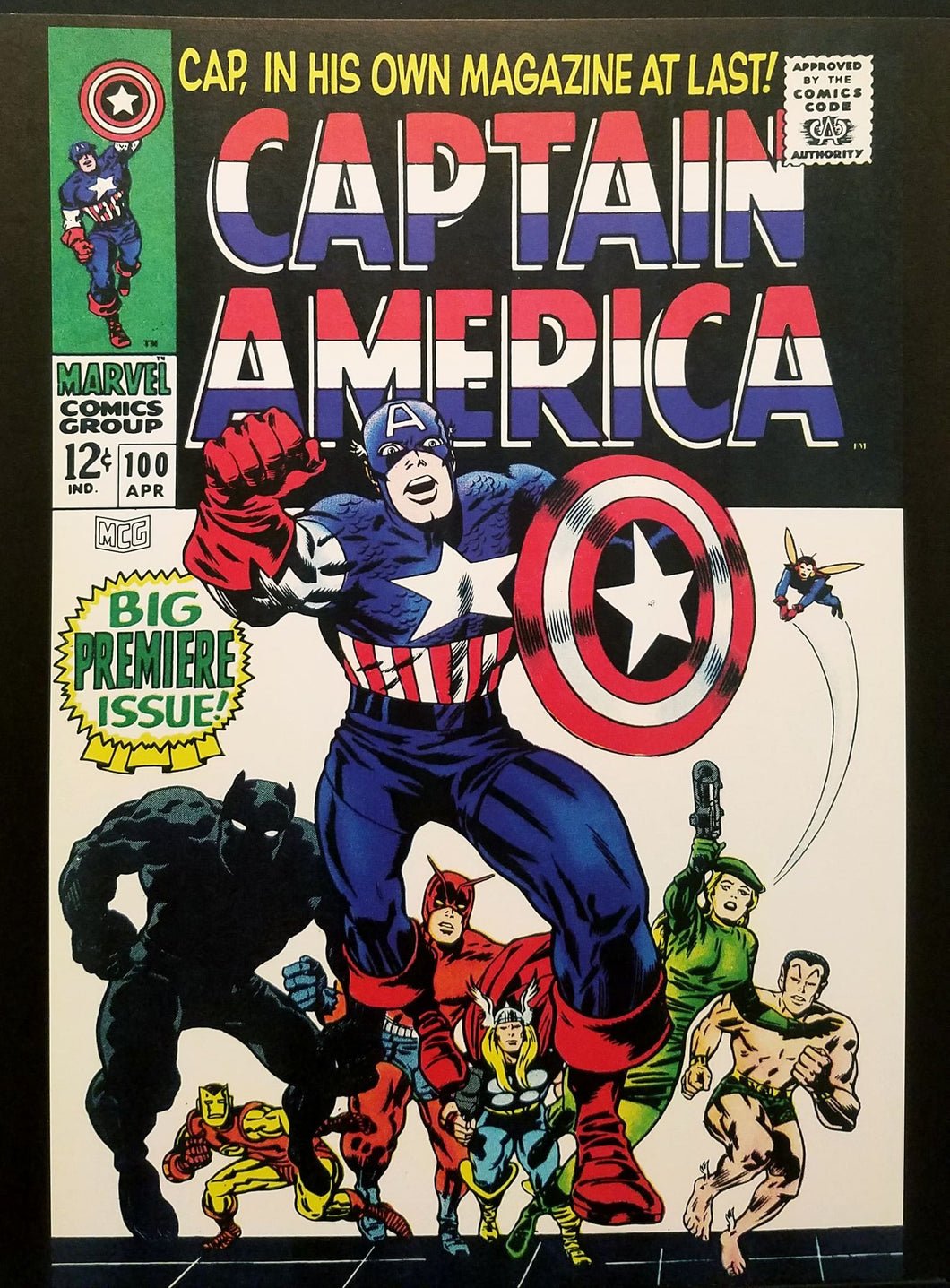 Captain America #100 by Jack Kirby 11x14 FRAMED Art Print, Vintage Marvel Comics