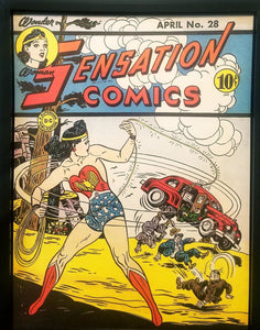 Sensation Comics #28 Wonder Woman 9x12 FRAMED Art Print, Vintage 1944 DC Comics