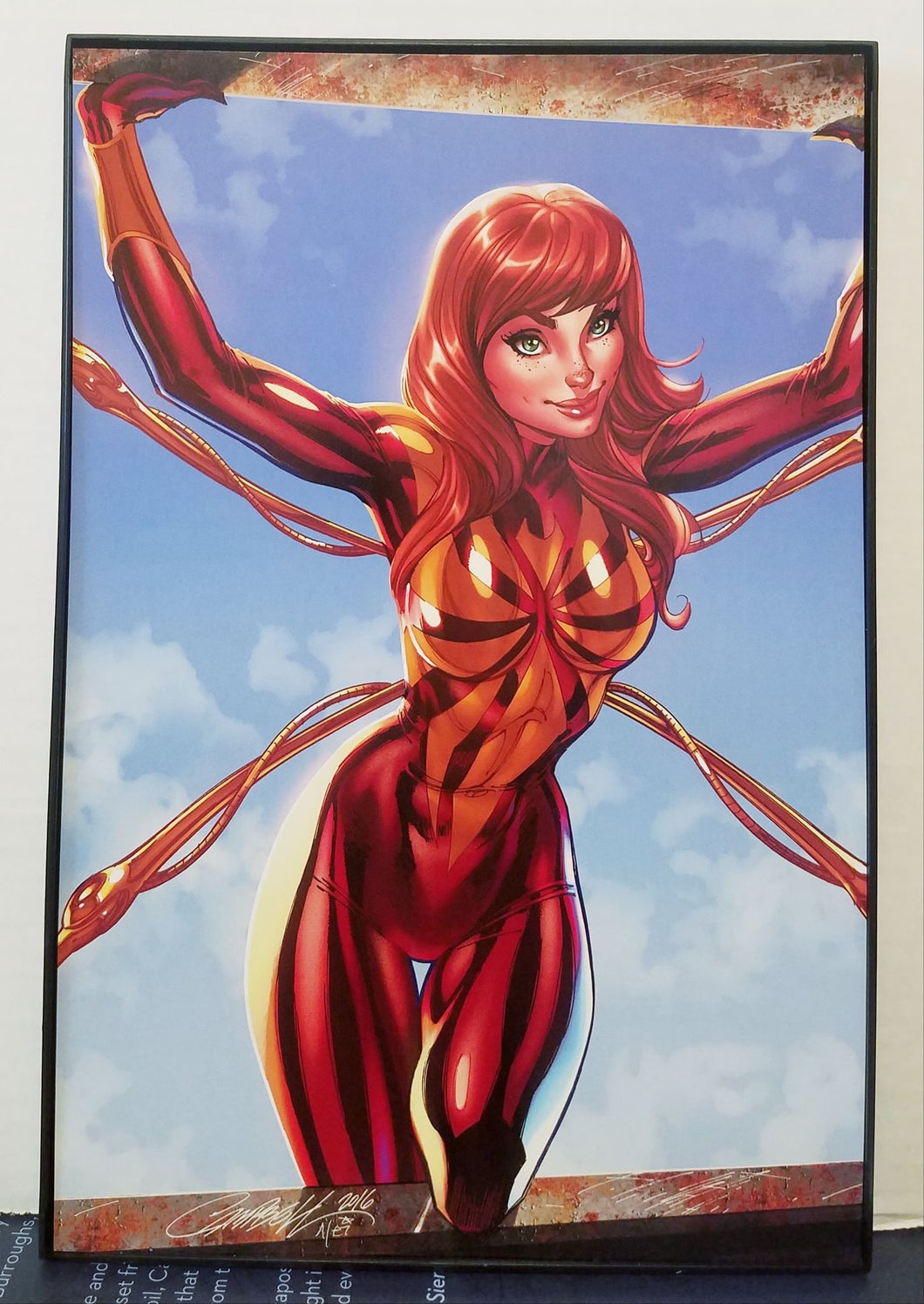 Mary Jane Iron Spider by J. Scott Campbell 8x12 FRAMED Marvel Comic Art Piece