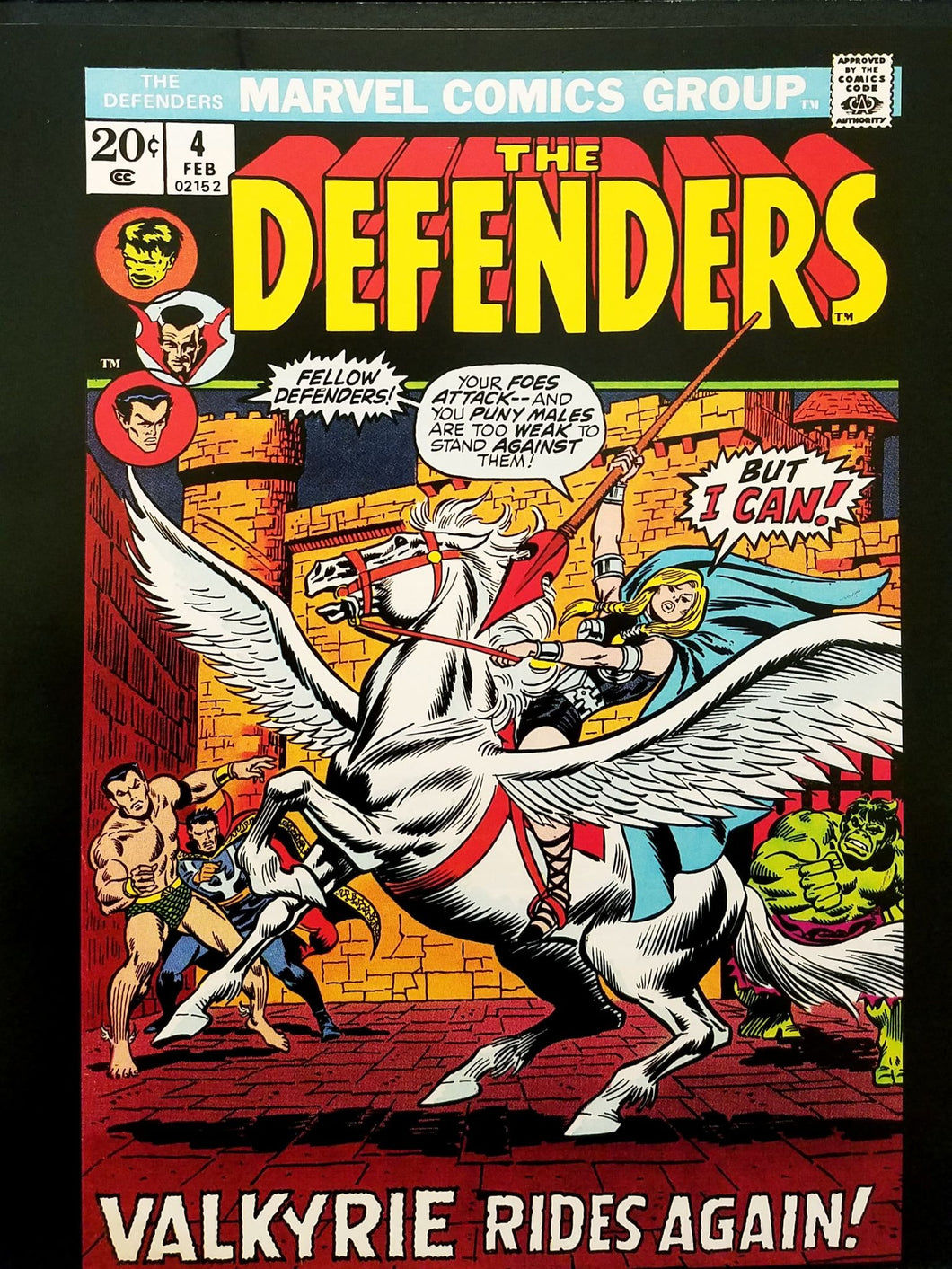 Defenders #4 w/ Valkyrie by 11x14 FRAMED Art Print, Vintage Marvel Comics