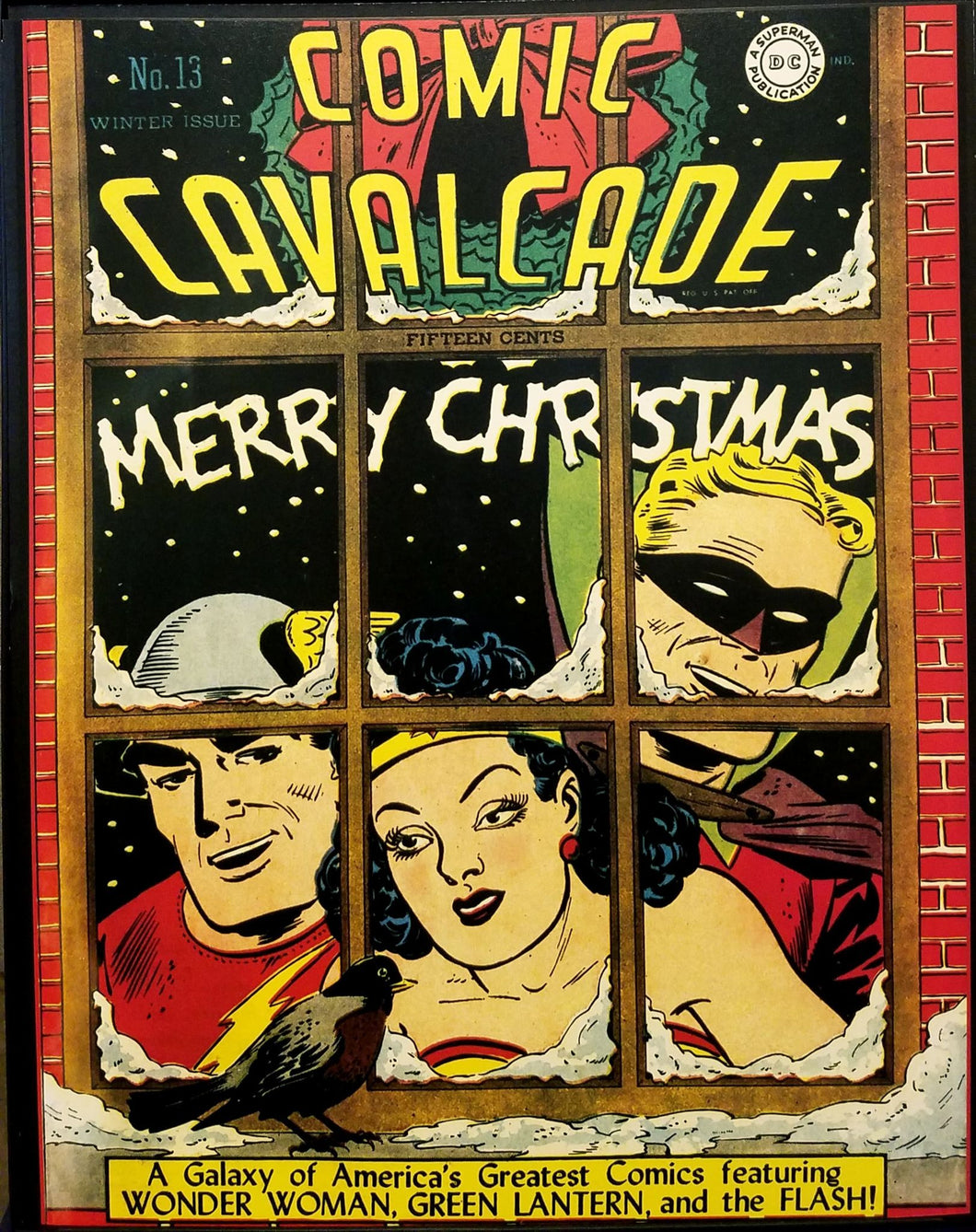 Comic Cavalcade #13 11x14 FRAMED Art Print, Vintage 1945 DC Christmas
