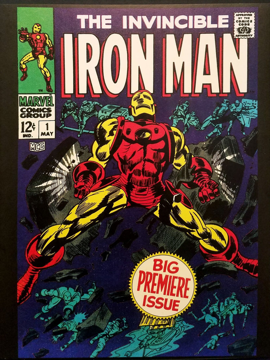 Iron Man #1 by Gene Colan 11x14 FRAMED Art Print, Vintage 1968 Marvel Comics