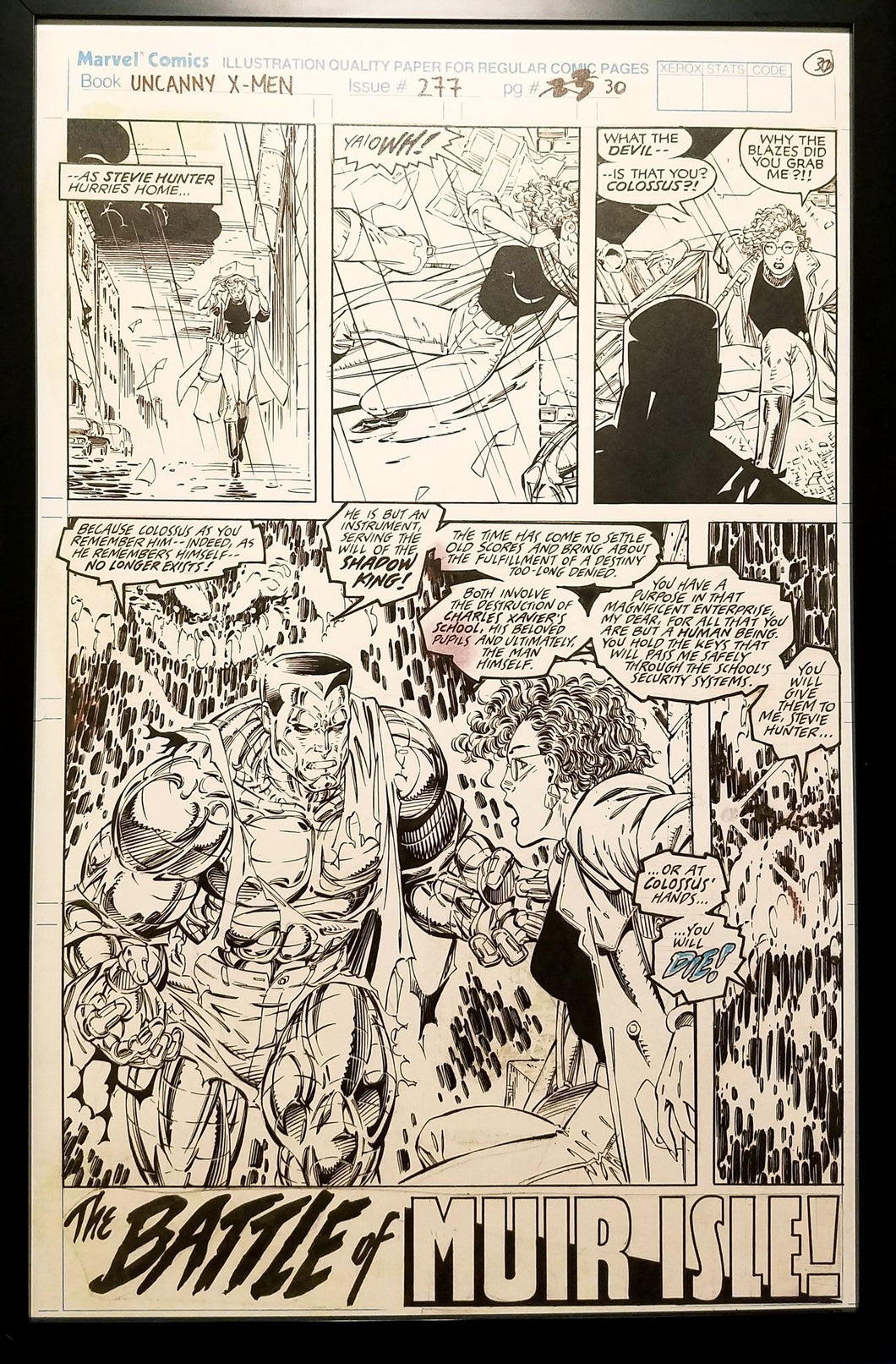 X-Men #277 pg. 30 Colossus Jim Lee 11x17 FRAMED Original Art Poster Marvel Comics