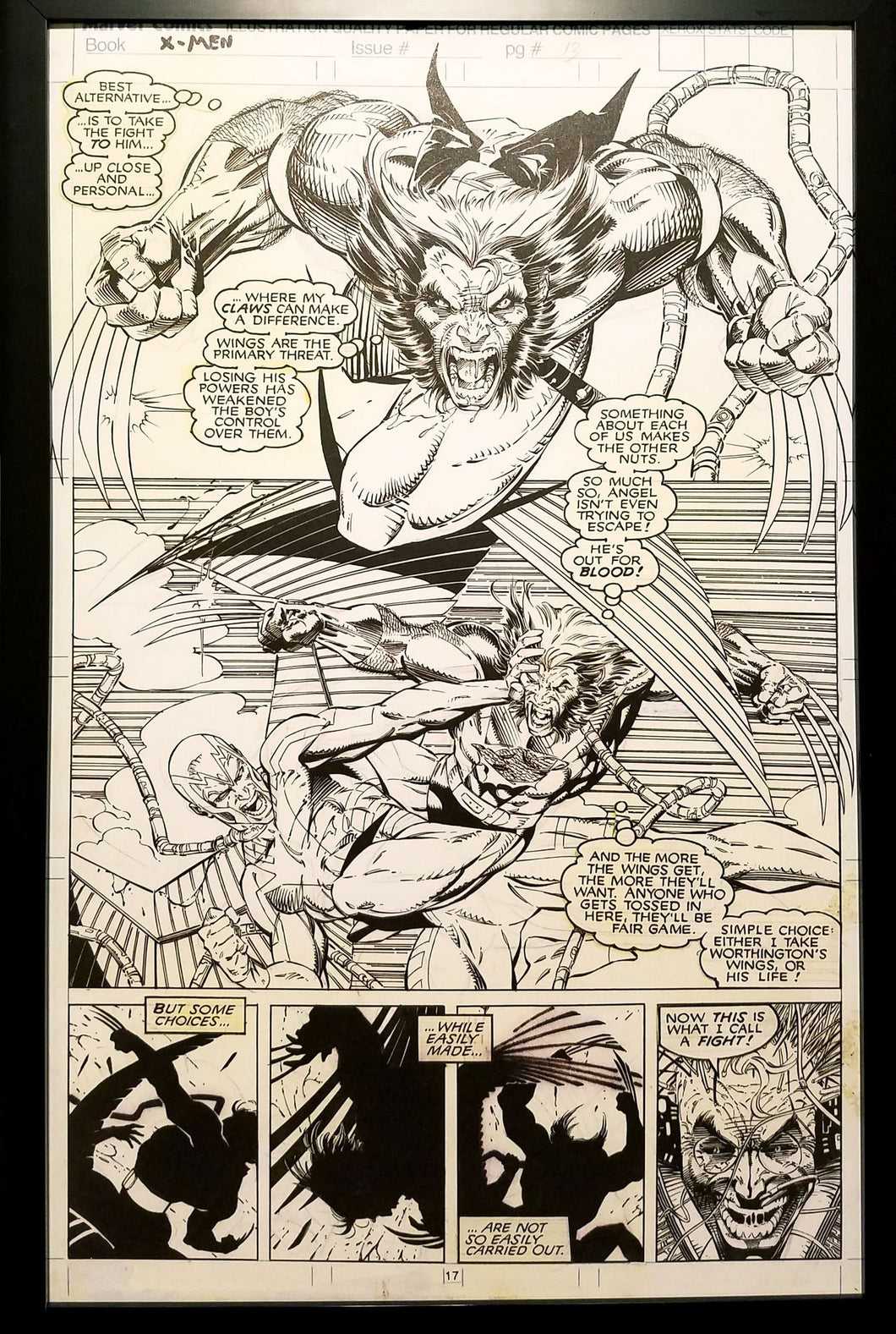 X-Men #272 pg. 13 Wolverine Jim Lee 11x17 FRAMED Original Art Poster Marvel Comics