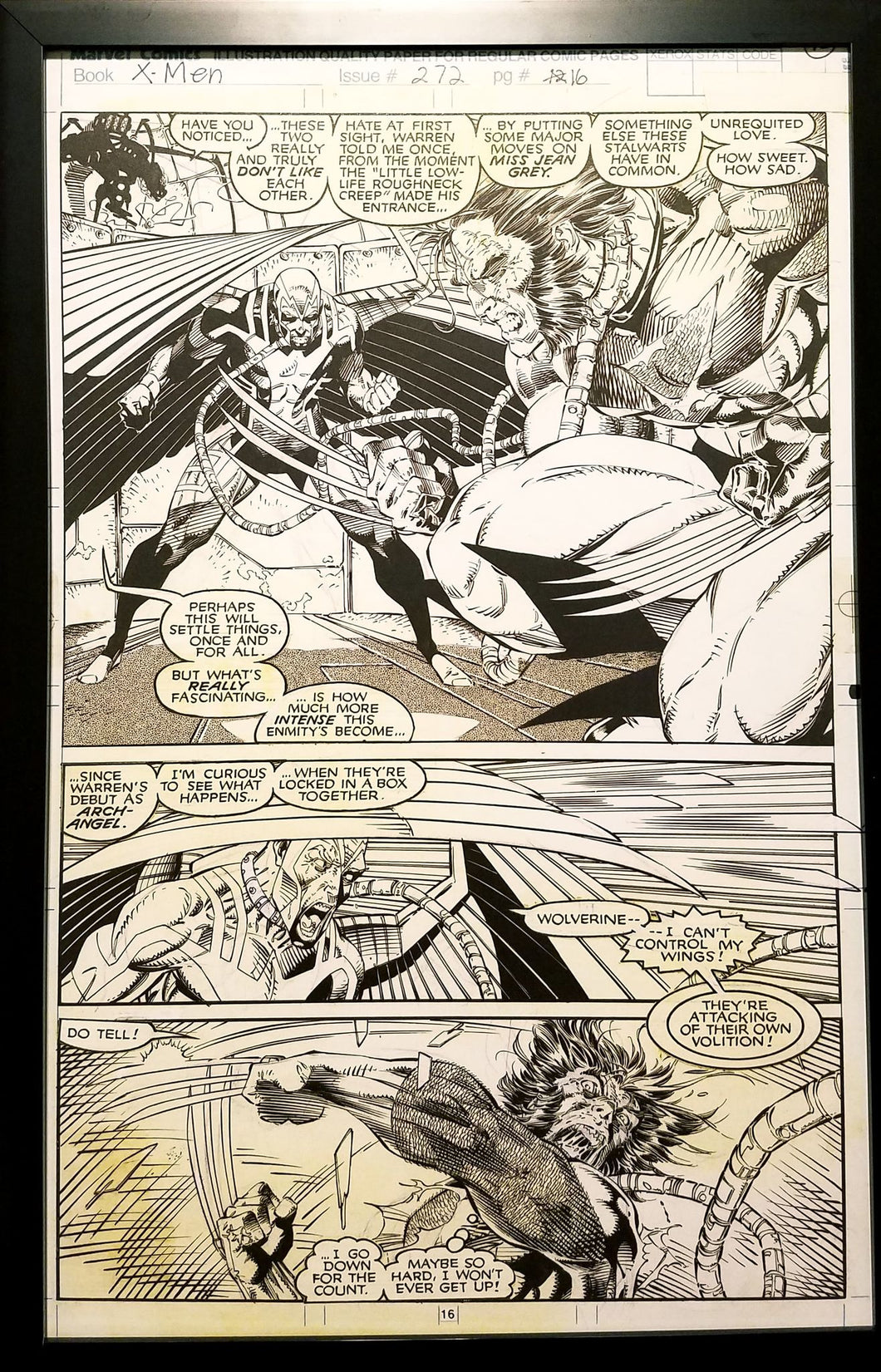 X-Men #272 pg. 16 Wolverine Jim Lee 11x17 FRAMED Original Art Poster Marvel Comics