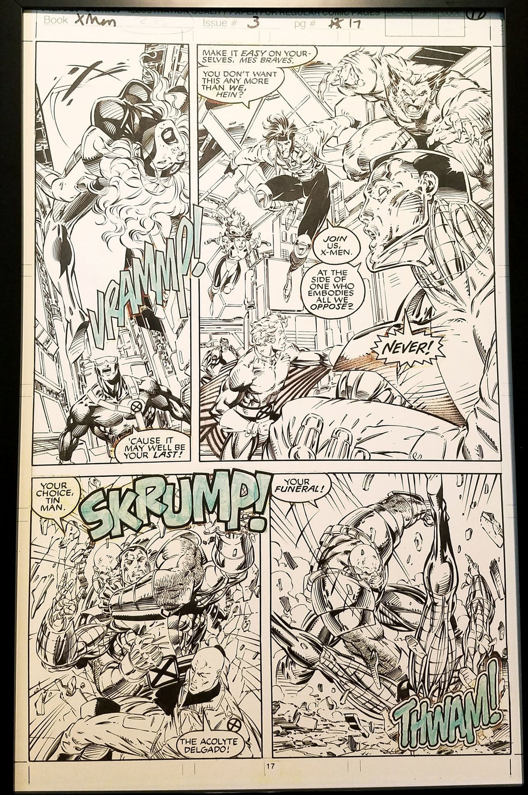 X-Men #3 pg. 17 Colossus Jim Lee 11x17 FRAMED Original Art Poster Marvel Comics