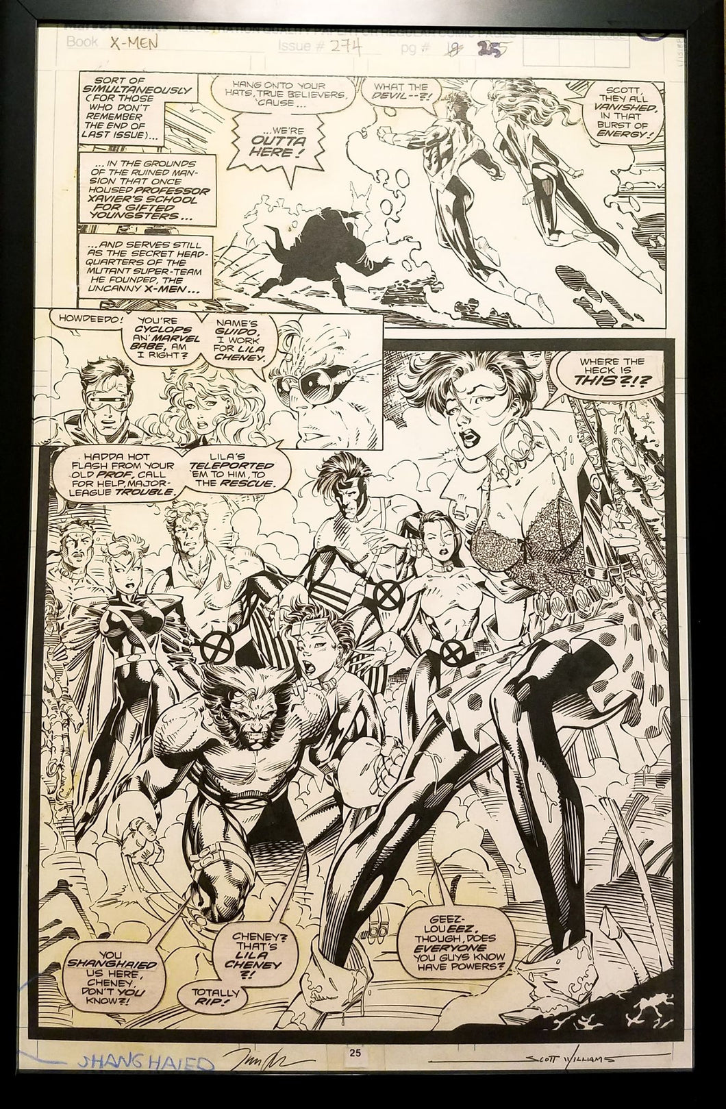 X-Men #274 pg. 25 Jim Lee 11x17 FRAMED Original Art Poster Marvel Comics