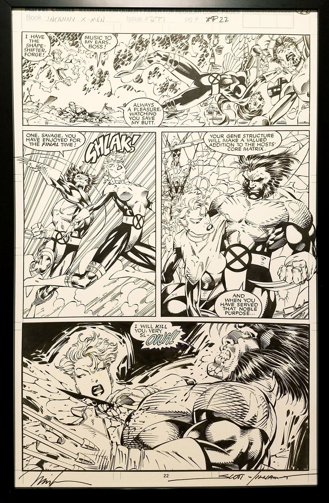 X-Men #277 pg. 22 Wolverine Jim Lee 11x17 FRAMED Original Art Poster Marvel Comics