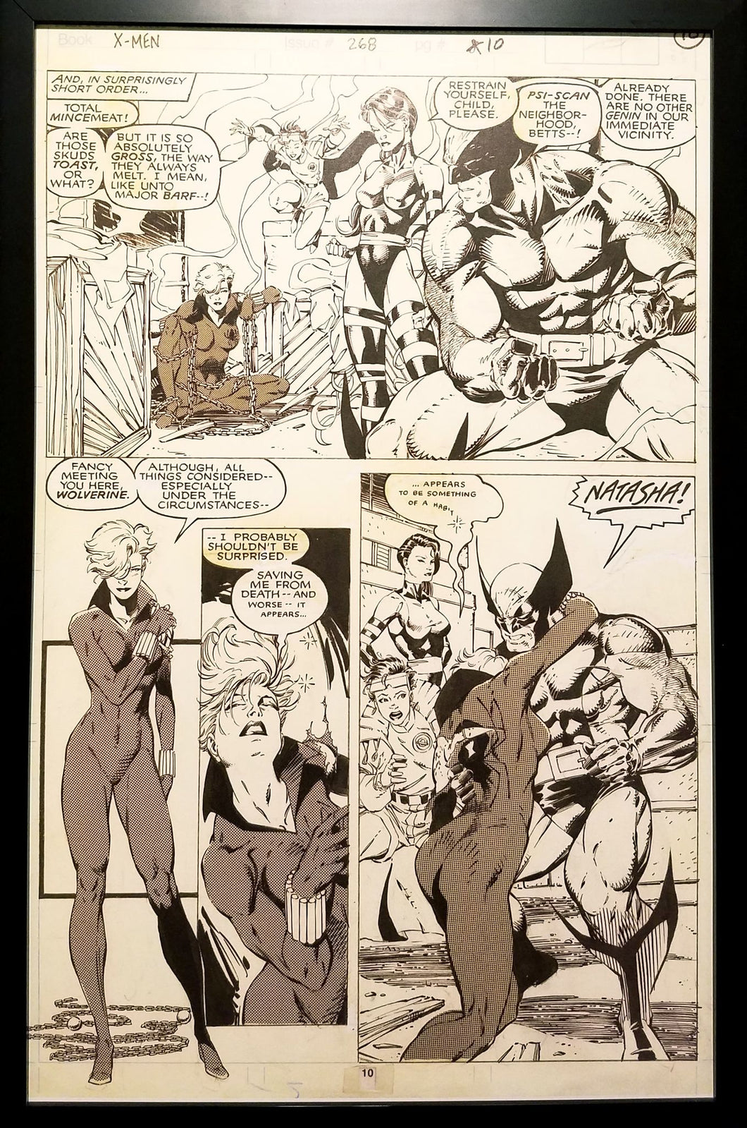 X-Men #268 pg. 10 Black Widow Jim Lee 11x17 FRAMED Original Art Poster Marvel Comics