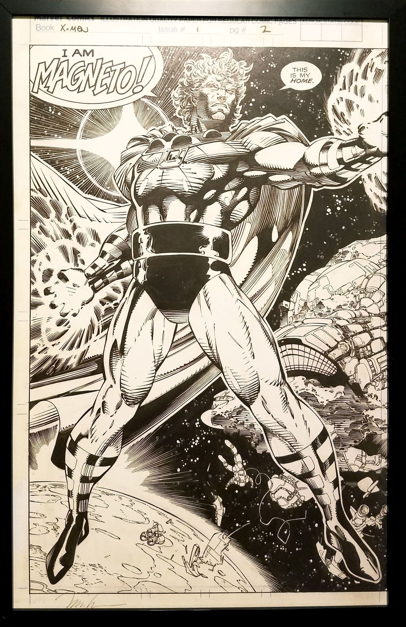 X-Men #1 pg. 2 Magneto Jim Lee 11x17 FRAMED Original Art Poster