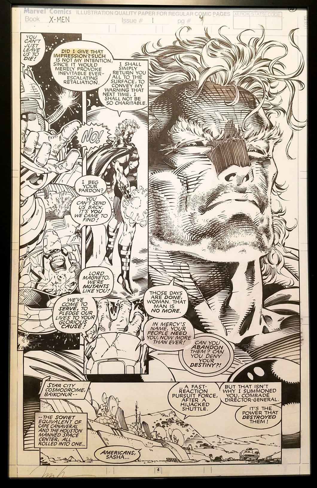 X-Men #1 pg. 4 Magneto Jim Lee 11x17 FRAMED Original Art Poster Marvel Comics
