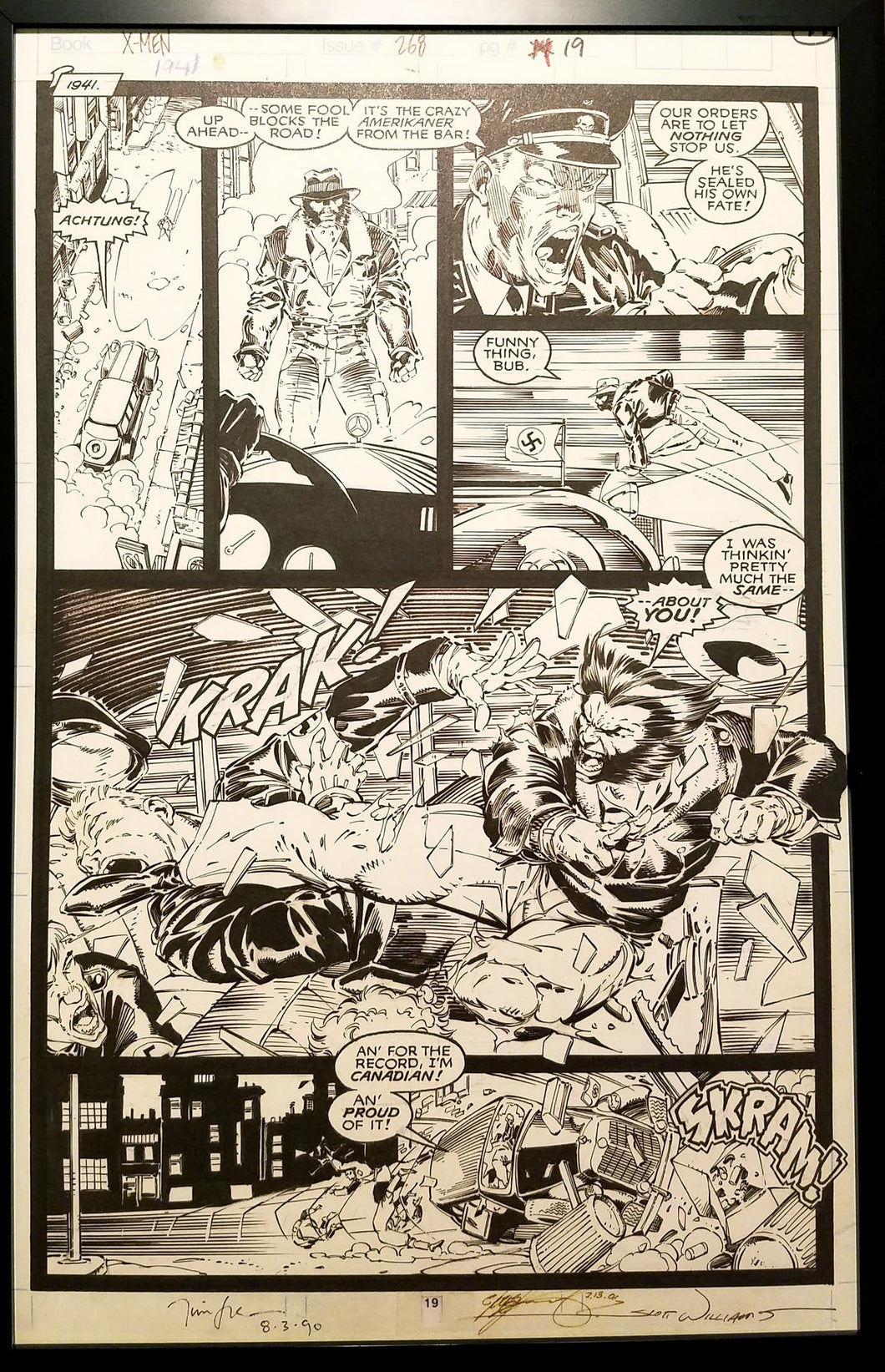 X-Men #268 pg. 19 Wolverine Jim Lee 11x17 FRAMED Original Art Poster Marvel Comics