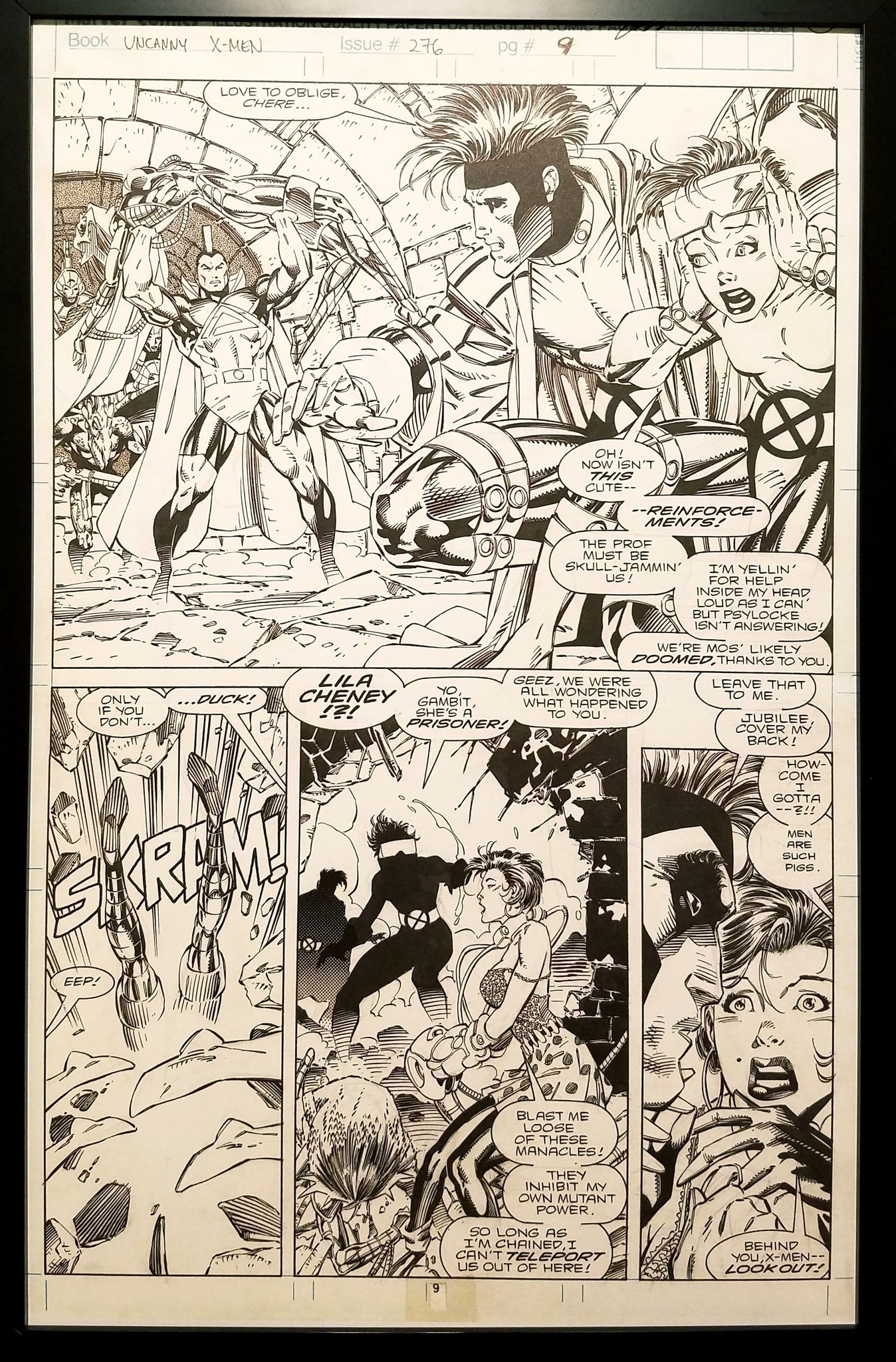 X-Men #276 pg. 9 Gambit Jim Lee 11x17 FRAMED Original Art Poster