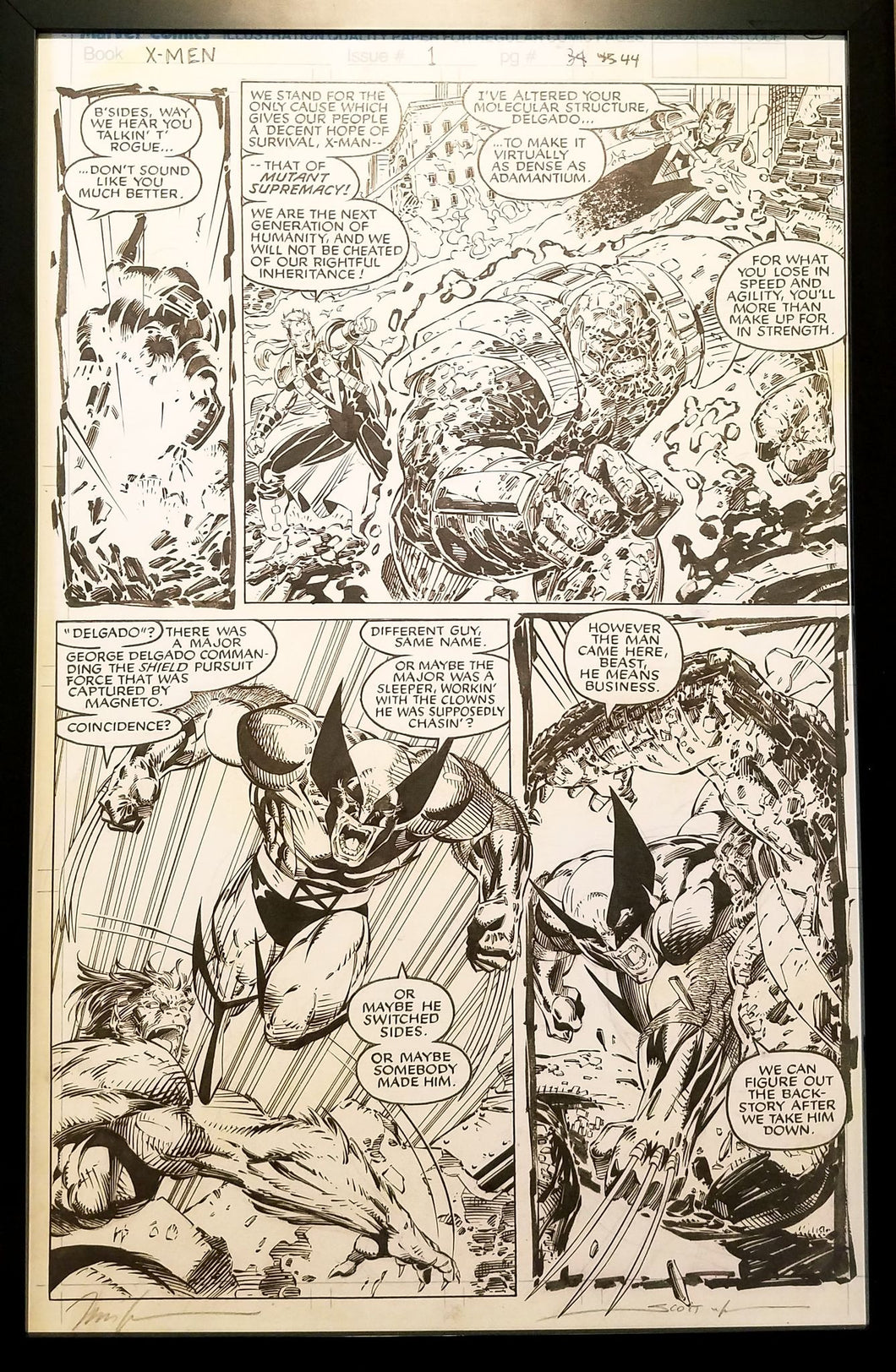 X-Men #1 pg. 44 Wolverine Jim Lee 11x17 FRAMED Original Art Poster Marvel Comics