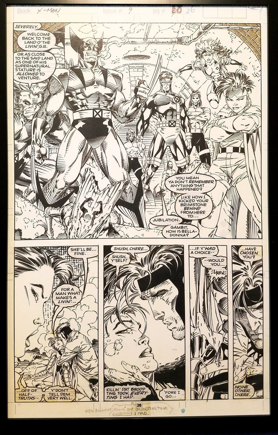 X-Men #9 pg. 26 Rogue Gambit Jim Lee 11x17 FRAMED Original Art Poster Marvel Comics