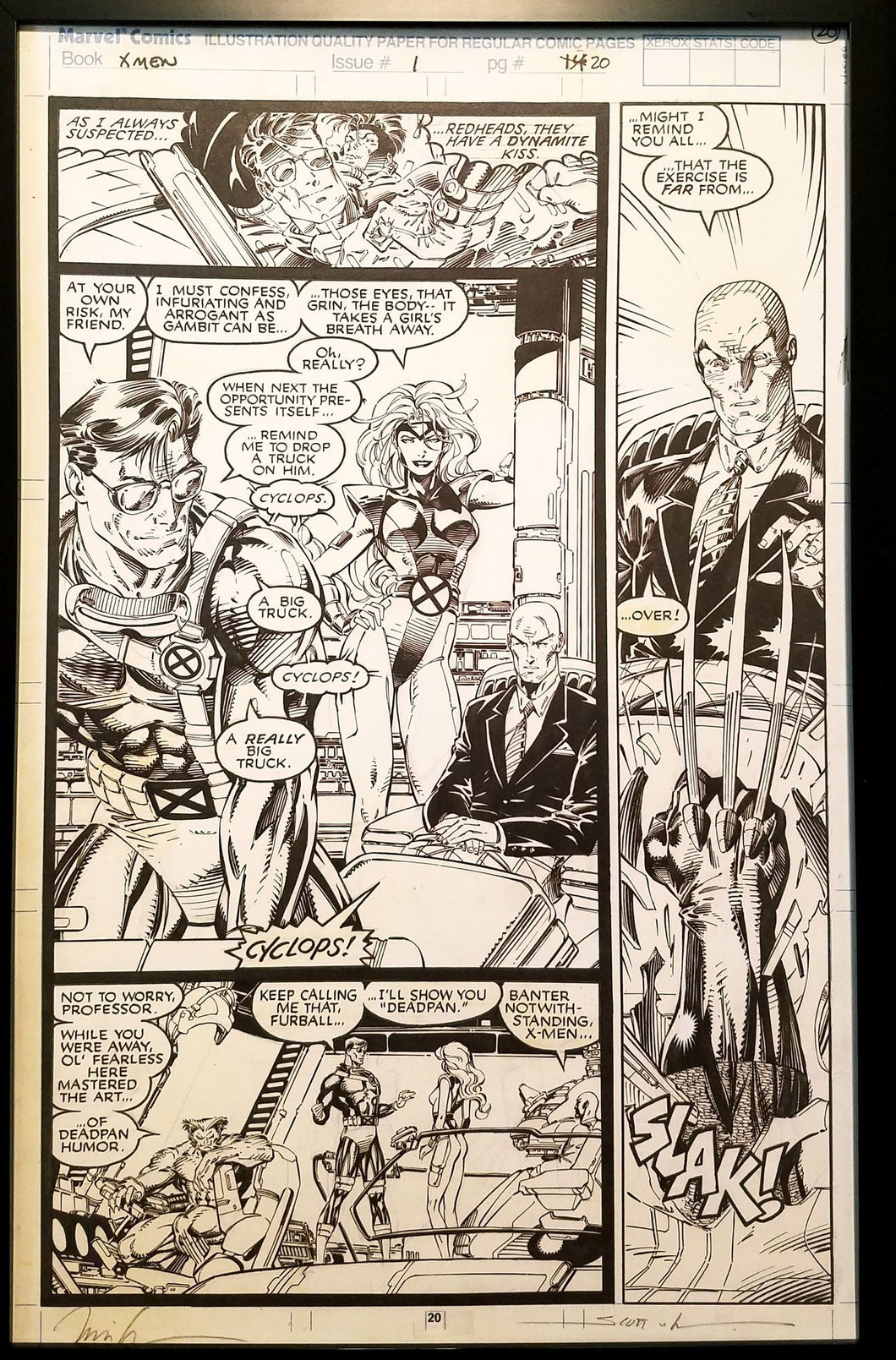 X-Men #1 pg. 20 Cyclops Jim Lee 11x17 FRAMED Original Art Poster Marvel Comics