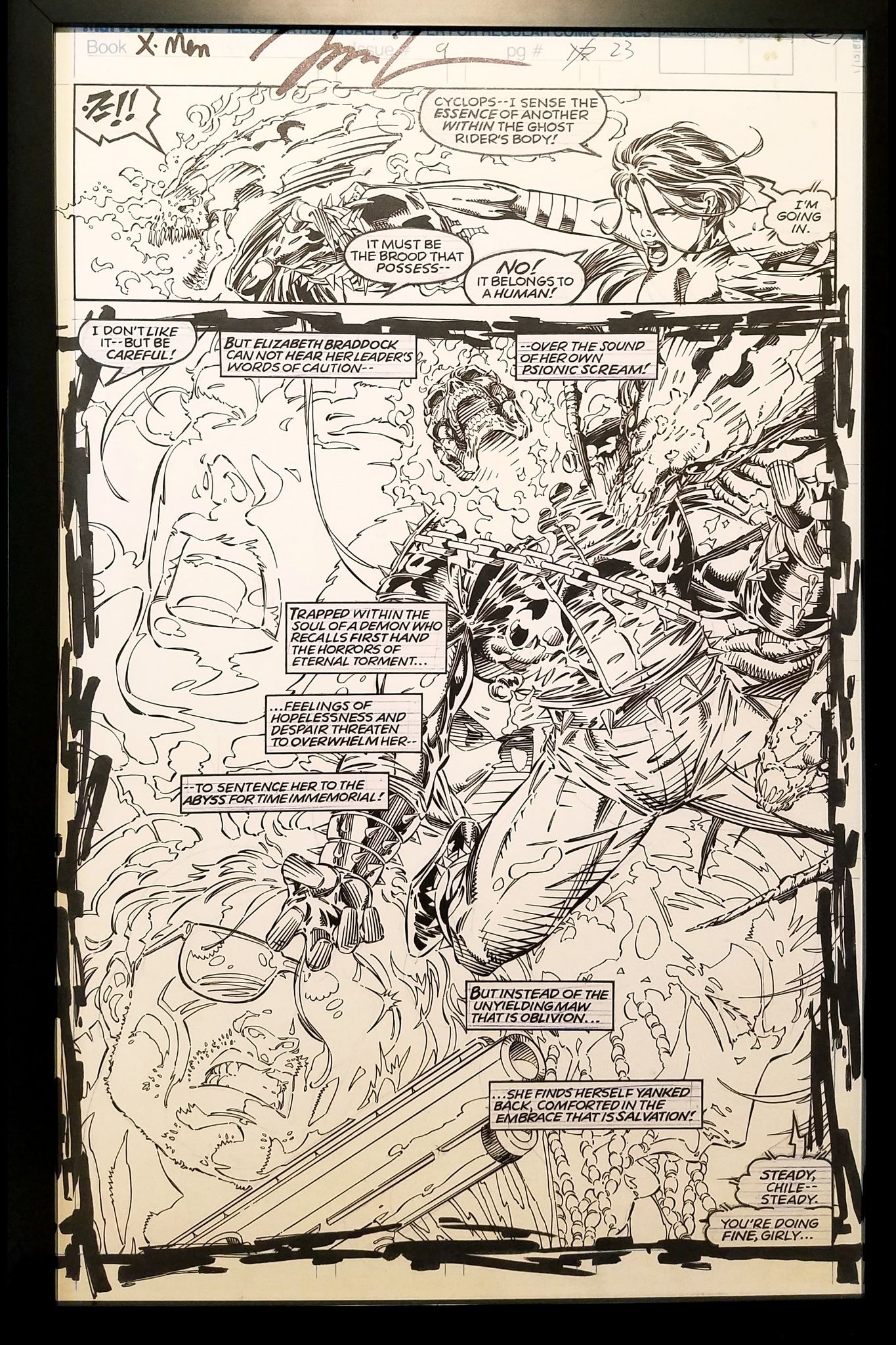 X-Men #9 pg. 23 Ghost Rider Jim Lee 11x17 FRAMED Original Art Poster M –  GrantsComics