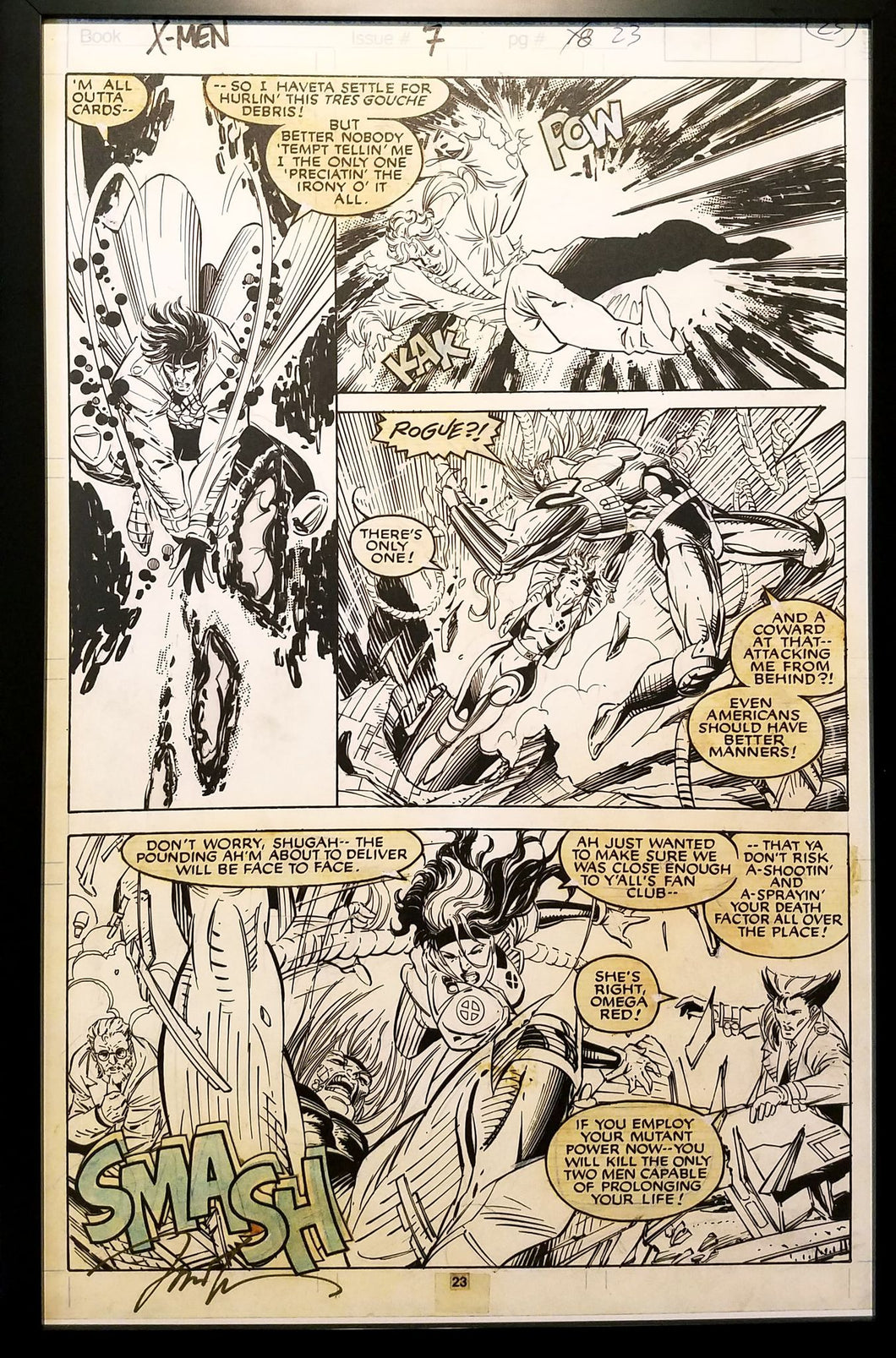 X-Men #7 pg. 23 Rogue Jim Lee 11x17 FRAMED Original Art Poster Marvel Comics