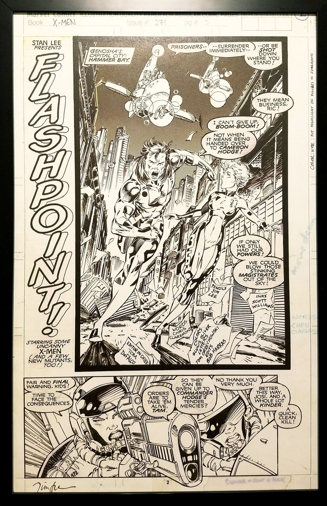 X-Men #271 pg. 2 Boom Boom Jim Lee 11x17 FRAMED Original Art Poster Marvel Comics