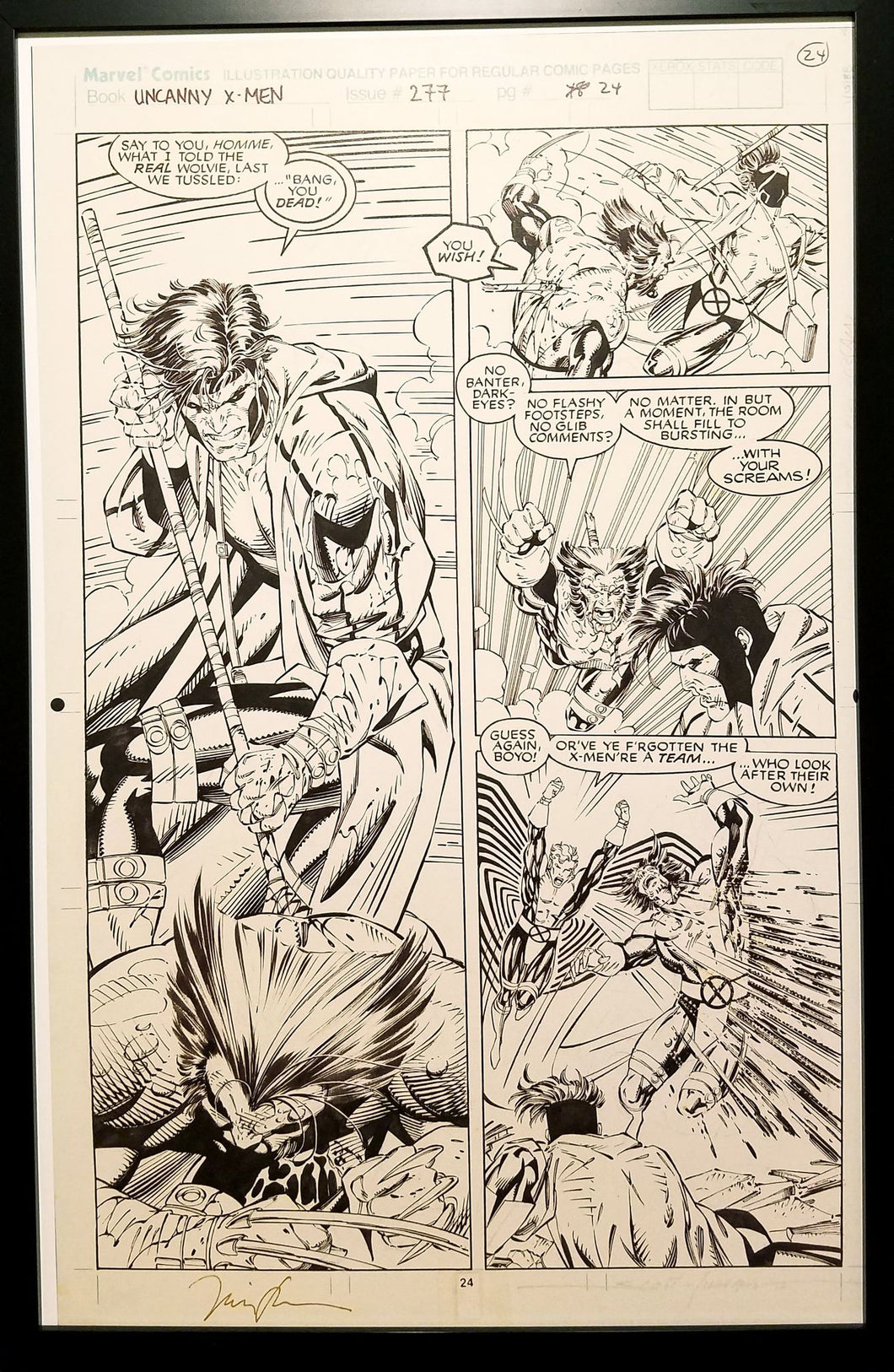 Uncanny X-Men #277 pg. 24 Gambit Jim Lee 11x17 FRAMED Original Art Poster Marvel Comics