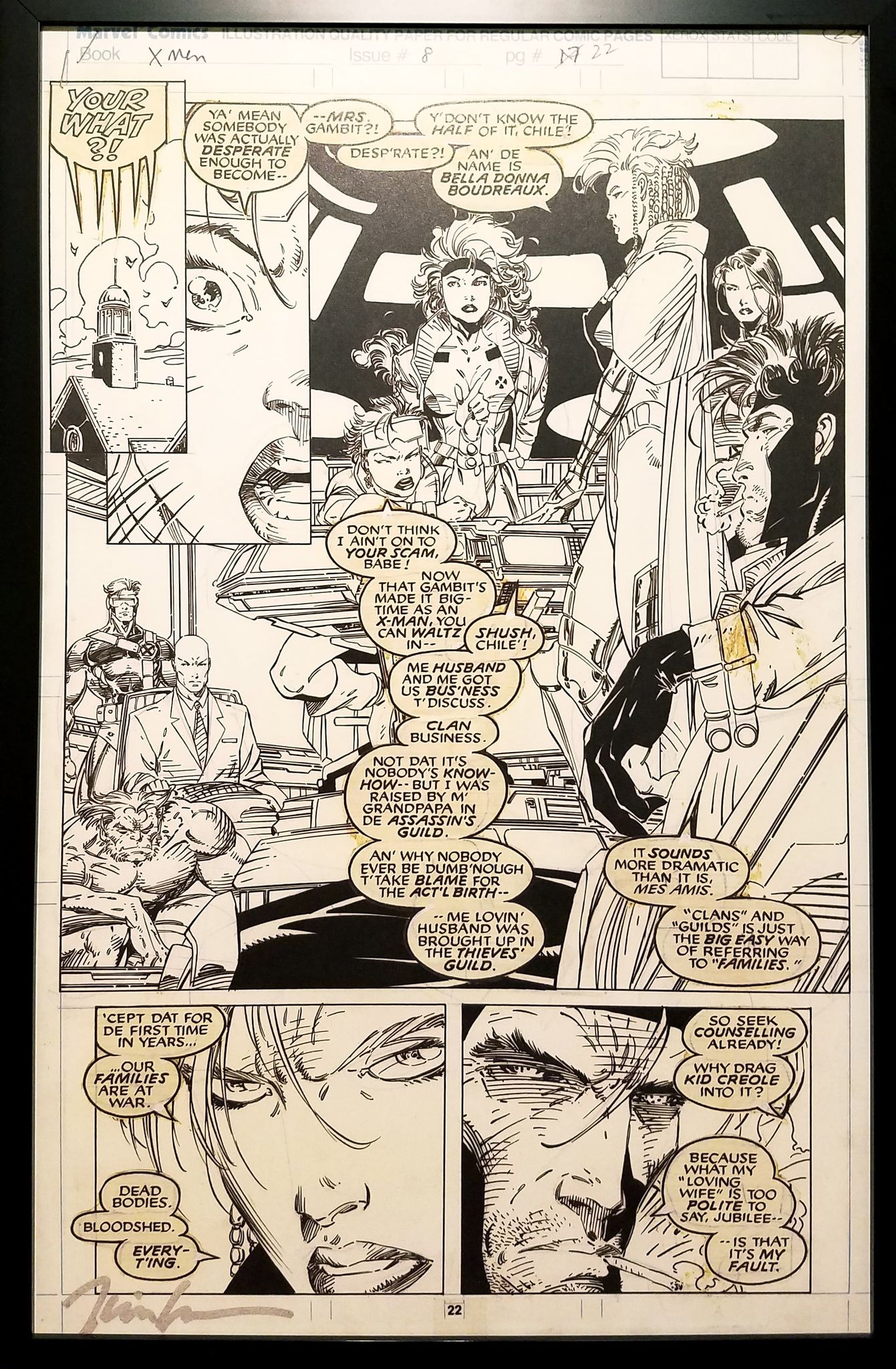 X-Men #8 pg. 22 Rogue Jim Lee 11x17 FRAMED Original Art Poster