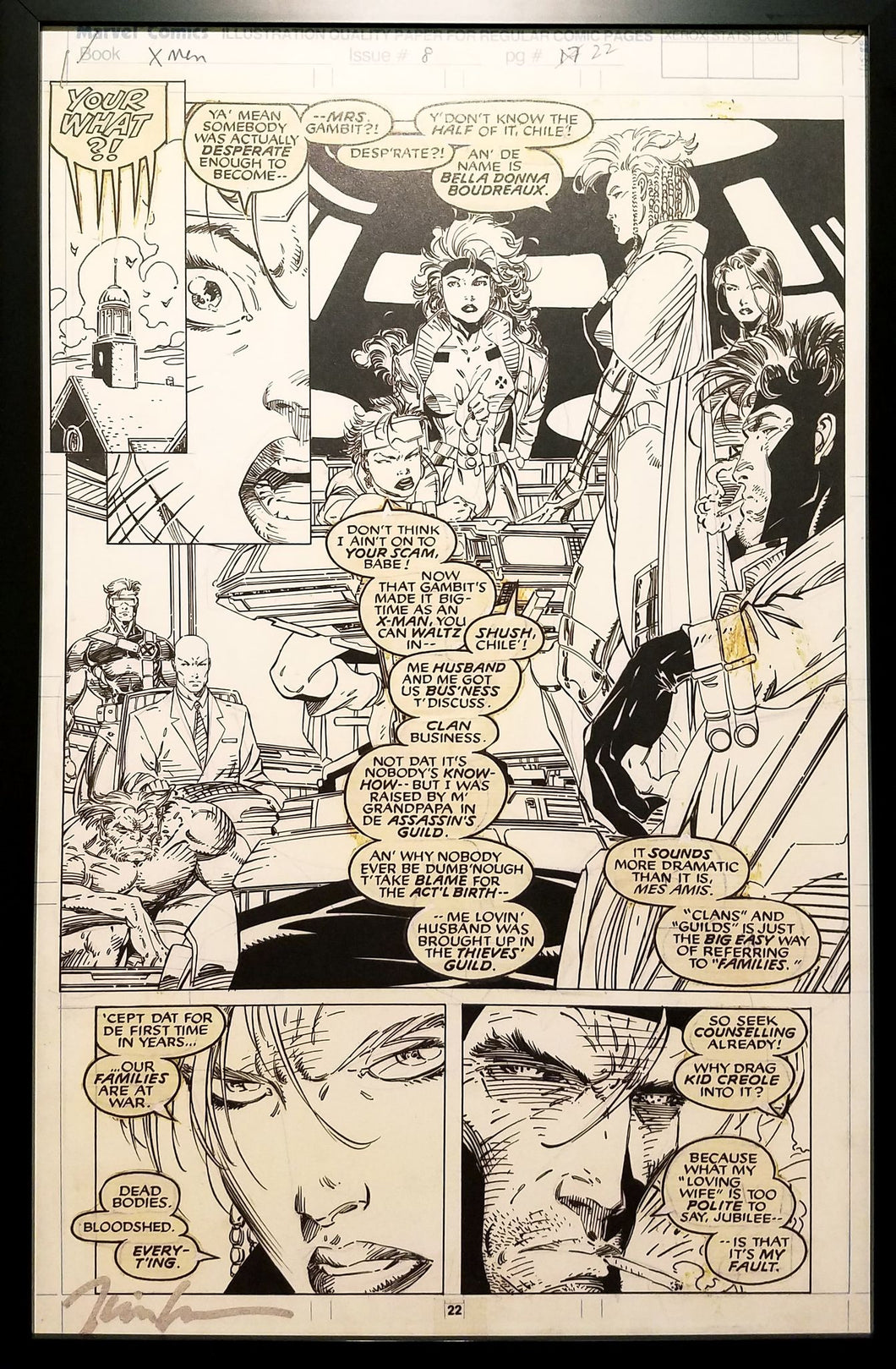 X-Men #8 pg. 22 Rogue Jim Lee 11x17 FRAMED Original Art Poster