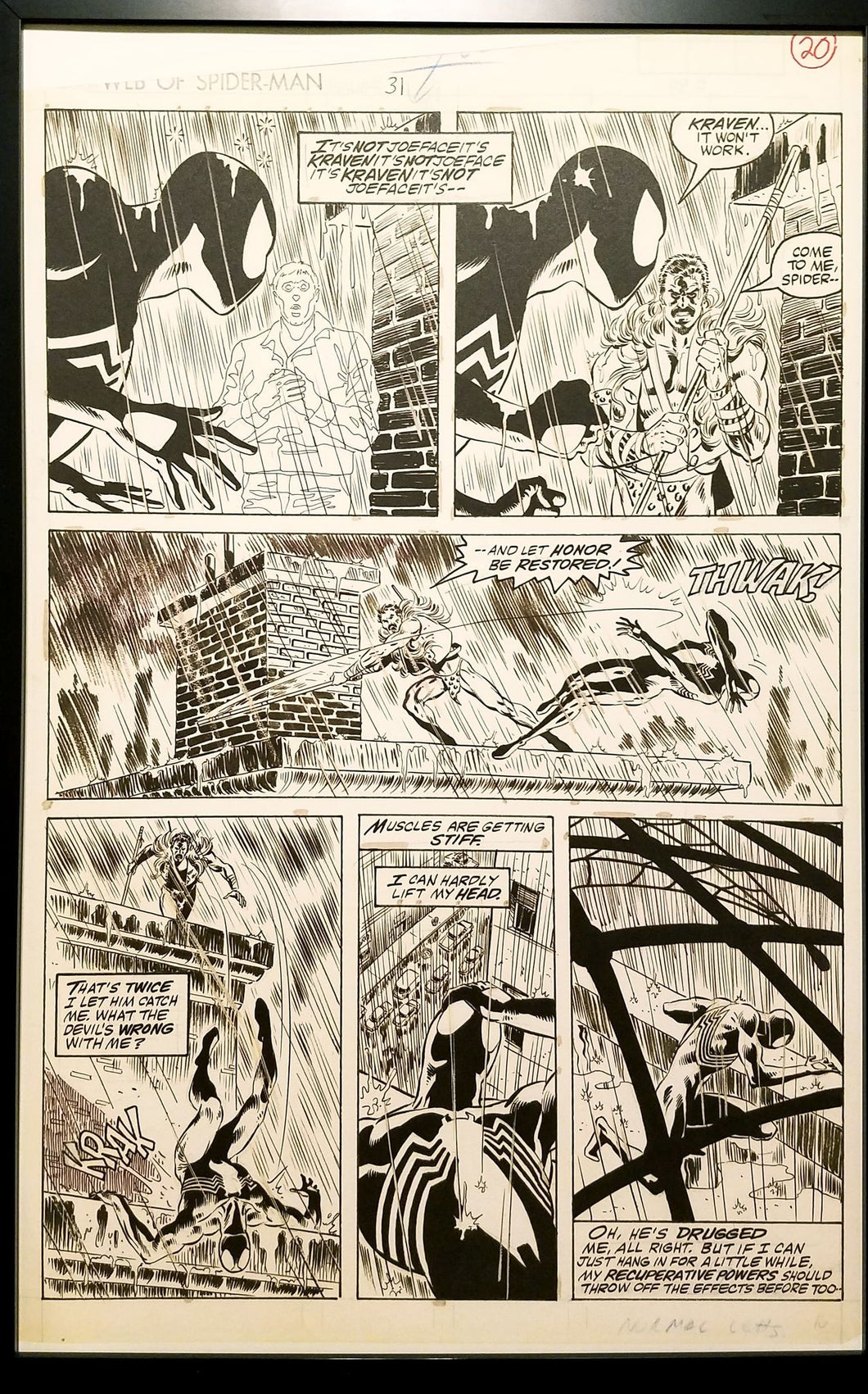 Web Spider-Man #31: Kraven's Last Hunt Mike Zeck 11x17 FRAMED Original Art Poster Marvel