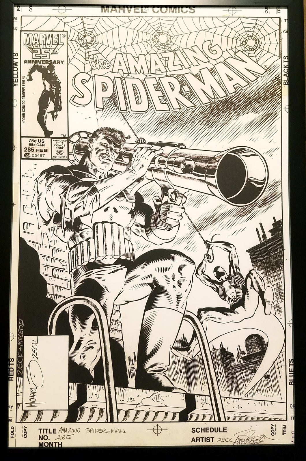 Amazing Spider-Man #285 w/ Punisher Zeck 11x17 FRAMED Original Art Poster Marvel Comics