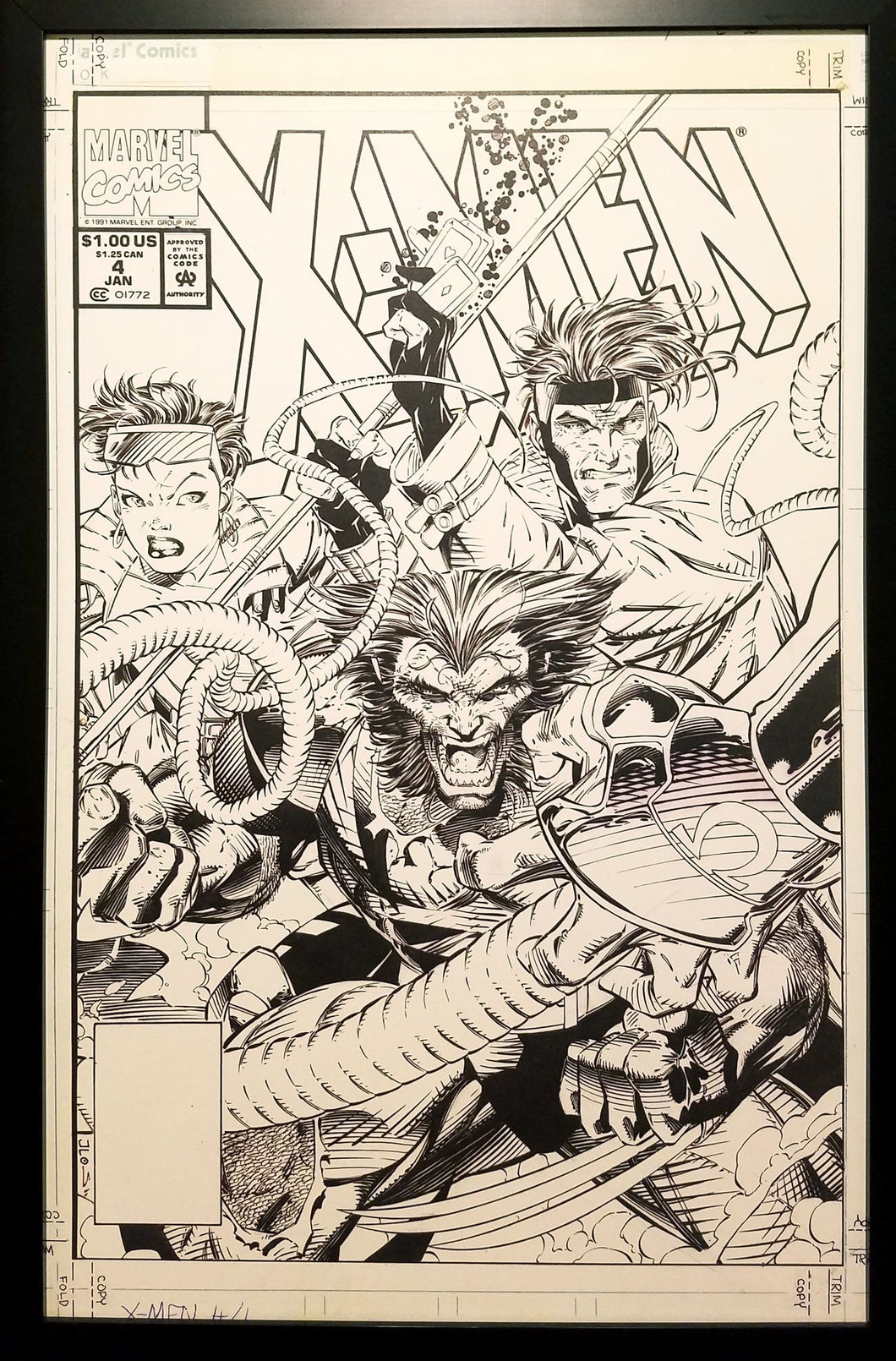 X-Men #4 Omega Red Jim Lee 11x17 FRAMED Original Art Poster Marvel Comics