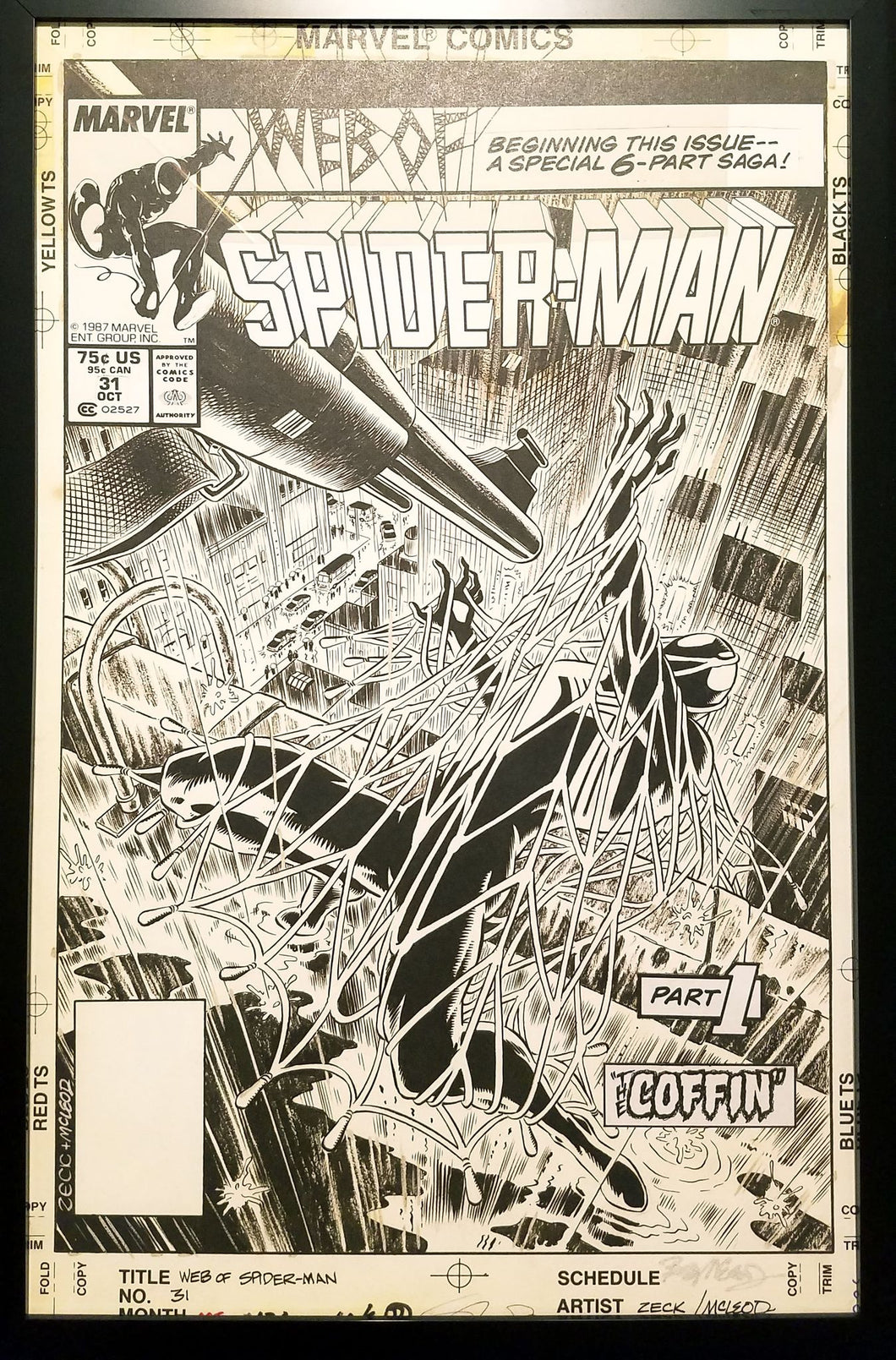 Web Spider-Man #31 Kraven Mike Zeck 11x17 FRAMED Original Art Poster Marvel Comics