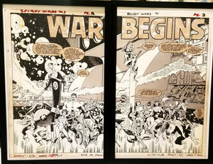 Secret Wars #1 pg. 2 & 3 Mike Zeck Set of 2 11x17 FRAMED Original Art Poster Marvel Comics