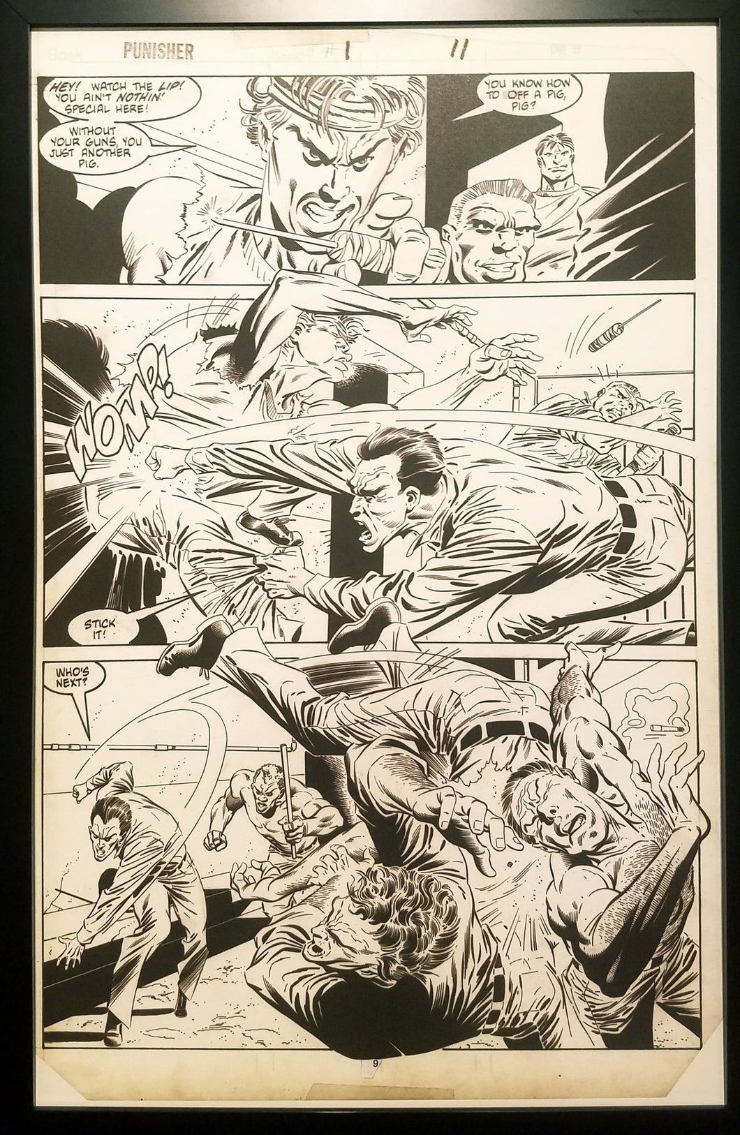 Punisher #1 pg. 11 by Mike Zeck 11x17 FRAMED Original Art Marvel Comics Poster