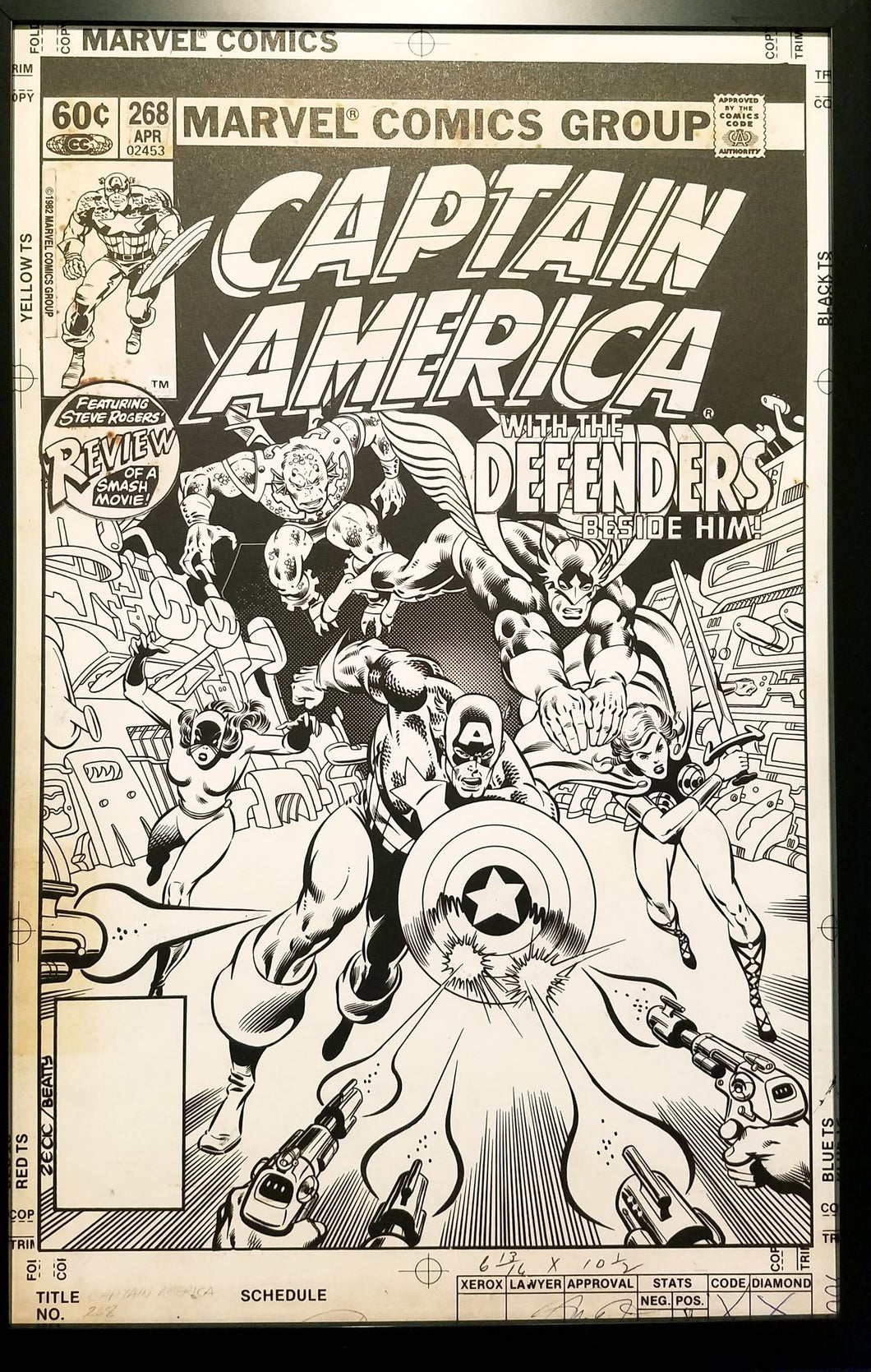 Captain America #268 by Mike Zeck 11x17 FRAMED Original Art Marvel Poster