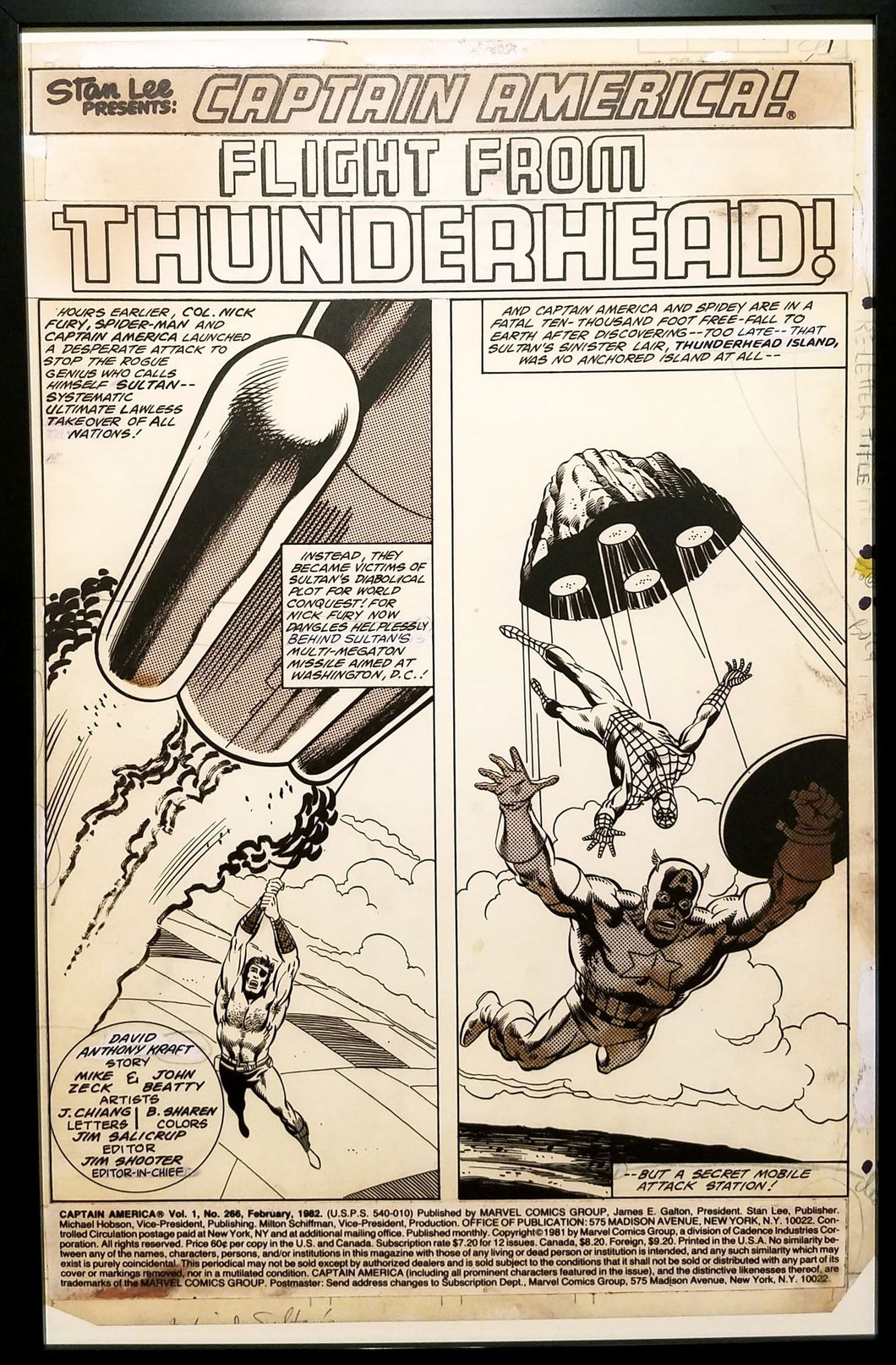 Captain America #266 pg. 1 Mike Zeck 11x17 FRAMED Original Art Poster Marvel Comics