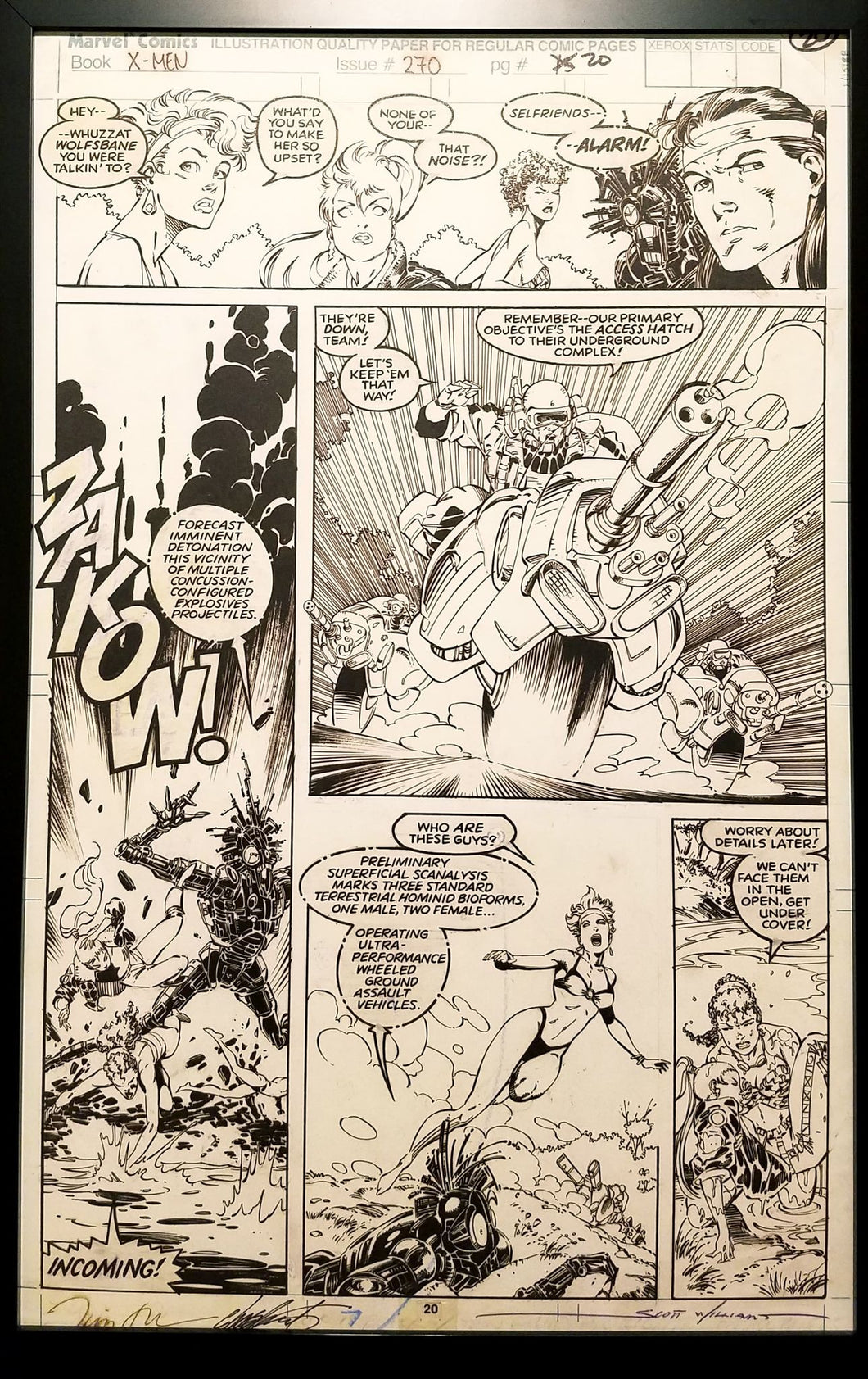 Uncanny X-Men #270 pg. 20 swimsuit Jim Lee 11x17 FRAMED Original Art Poster Marvel Comics