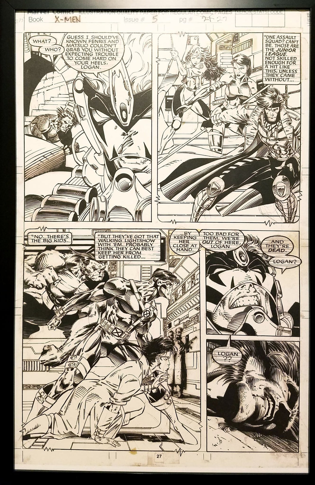 X-Men #5 pg. 27 Cyclops Jim Lee 11x17 FRAMED Original Art Poster Marvel Comics