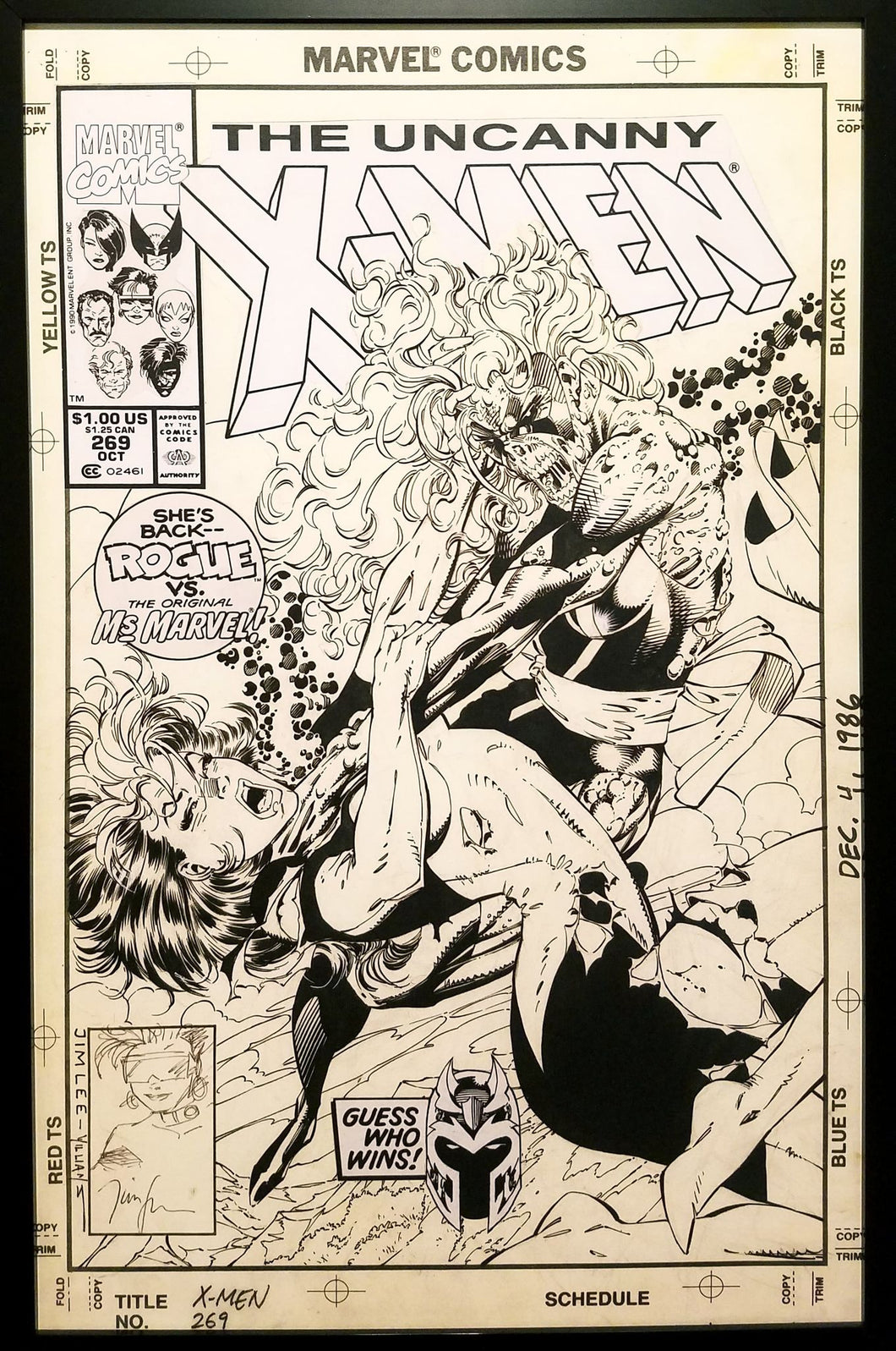 Uncanny X-Men #269 Jim Lee 11x17 FRAMED Original Art Poster Marvel Comics