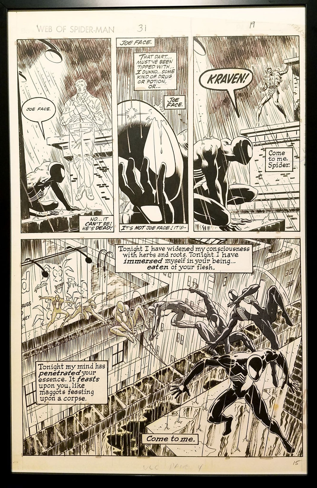Web Spider-Man #31: Kraven's Last Hunt Mike Zeck 11x17 FRAMED Original Art Poster