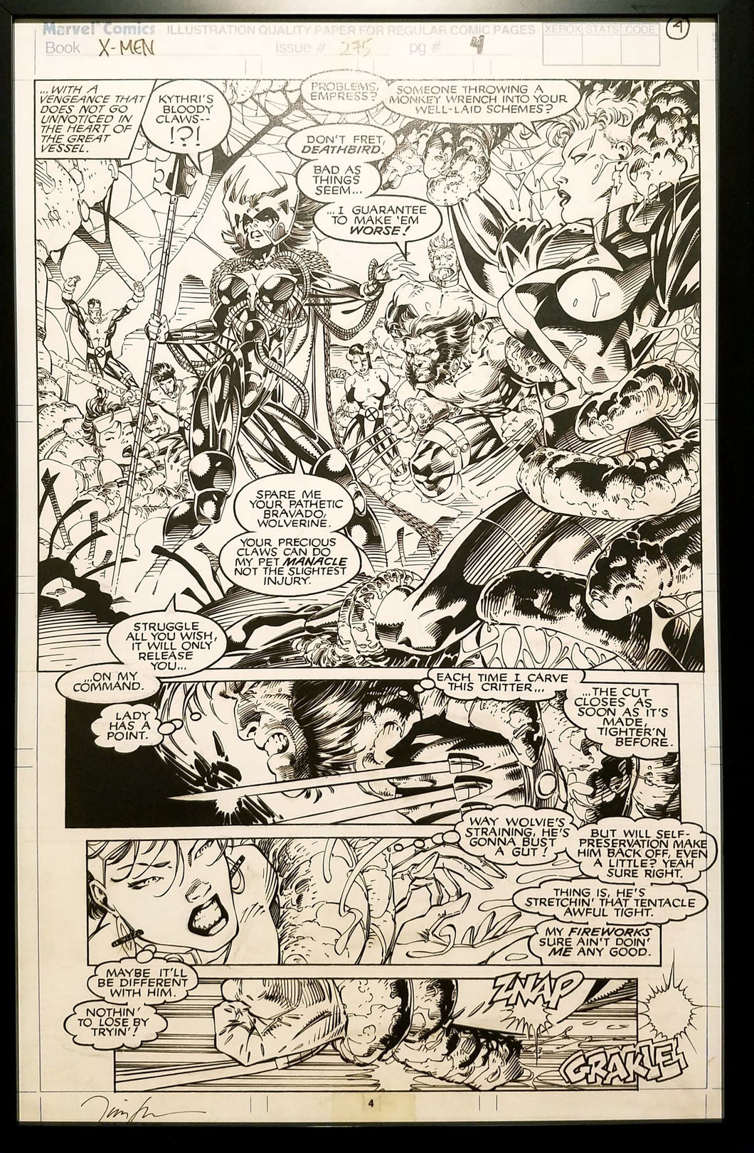 Uncanny X-Men #275 pg. 4 Wolverine Jim Lee 11x17 FRAMED Original Art Poster Marvel Comics