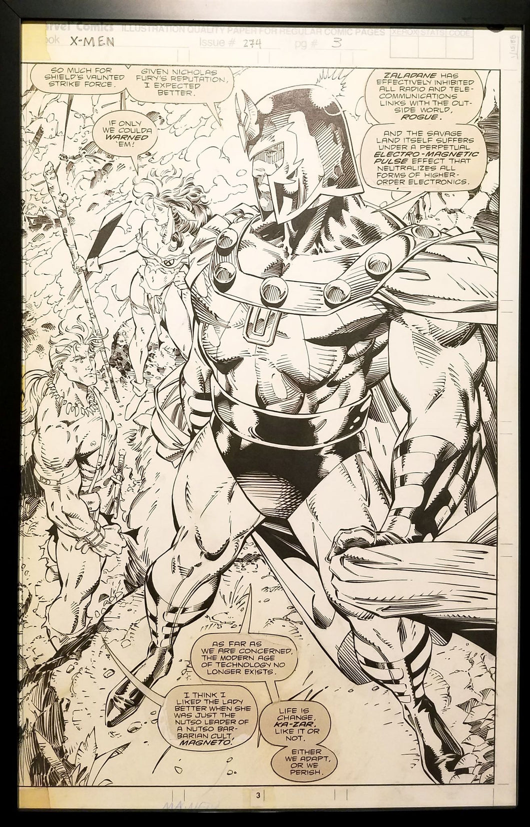 Uncanny X-Men #274 pg. 3 Magneto Jim Lee 11x17 FRAMED Original Art Poster Marvel Comics