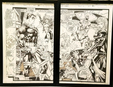 Load image into Gallery viewer, X-Men #1 pg. 8 &amp; 9 by Jim Lee Set of 2 11x17 FRAMED Original Art Poster Marvel Comics
