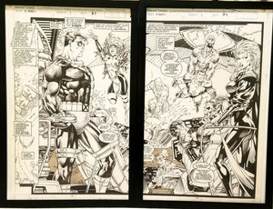 X-Men #1 pg. 8 & 9 by Jim Lee Set of 2 11x17 FRAMED Original Art Poster Marvel Comics