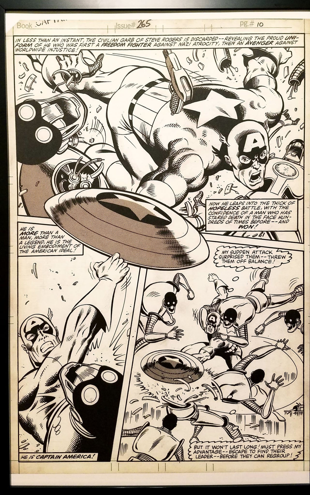Captain America #265 pg. 10 Mike Zeck 11x17 FRAMED Original Art Poster Marvel Comics