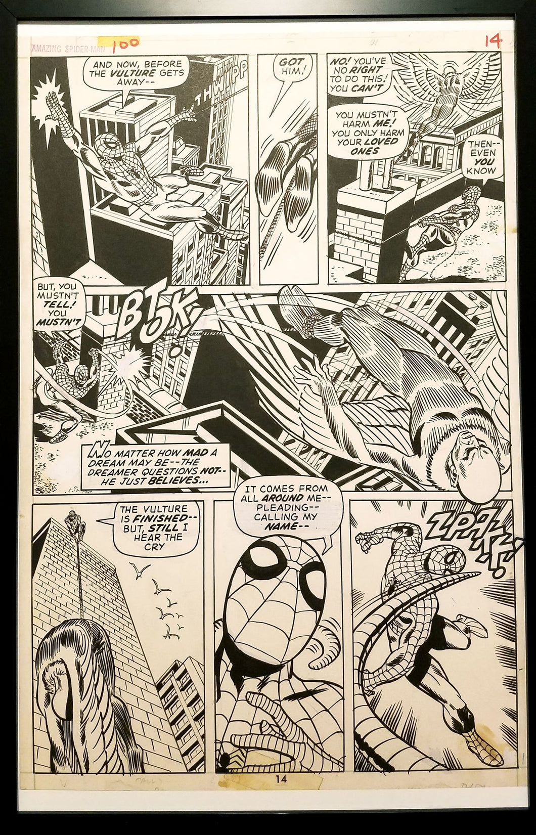 Amazing Spider-Man #100 pg. 14 Gil Kane 11x17 FRAMED Original Art Poster Marvel Comics