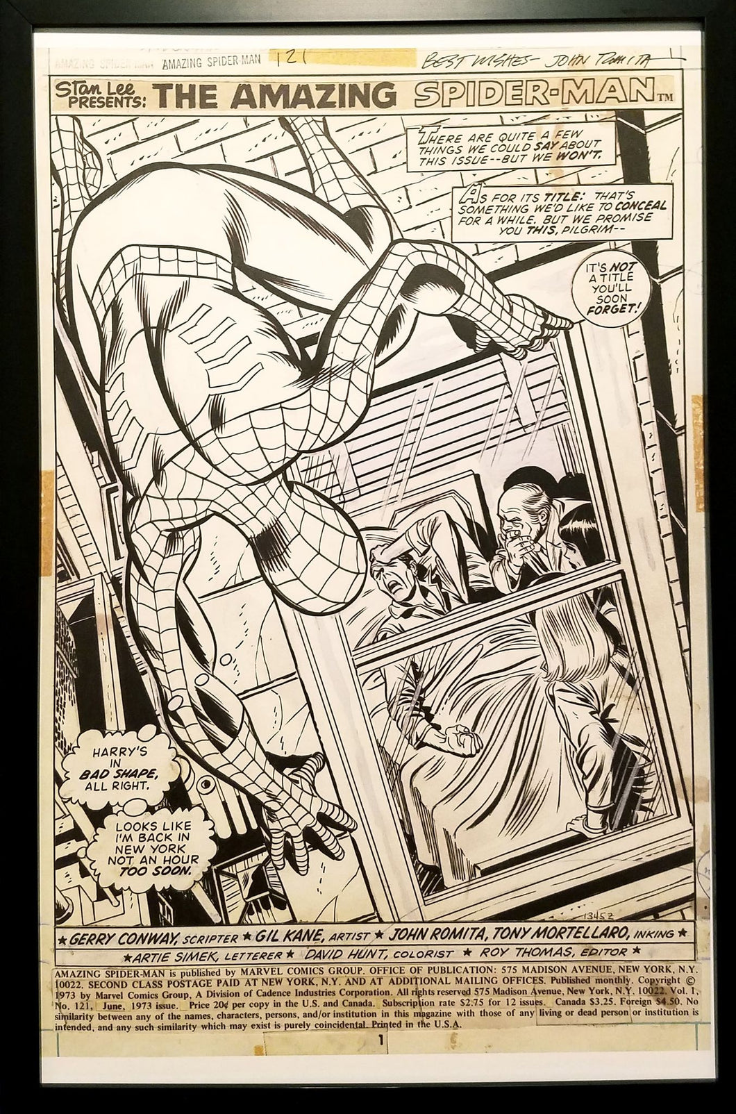 Amazing Spider-Man #121 pg. 1 Gil Kane 11x17 FRAMED Original Art Poster Marvel Comics