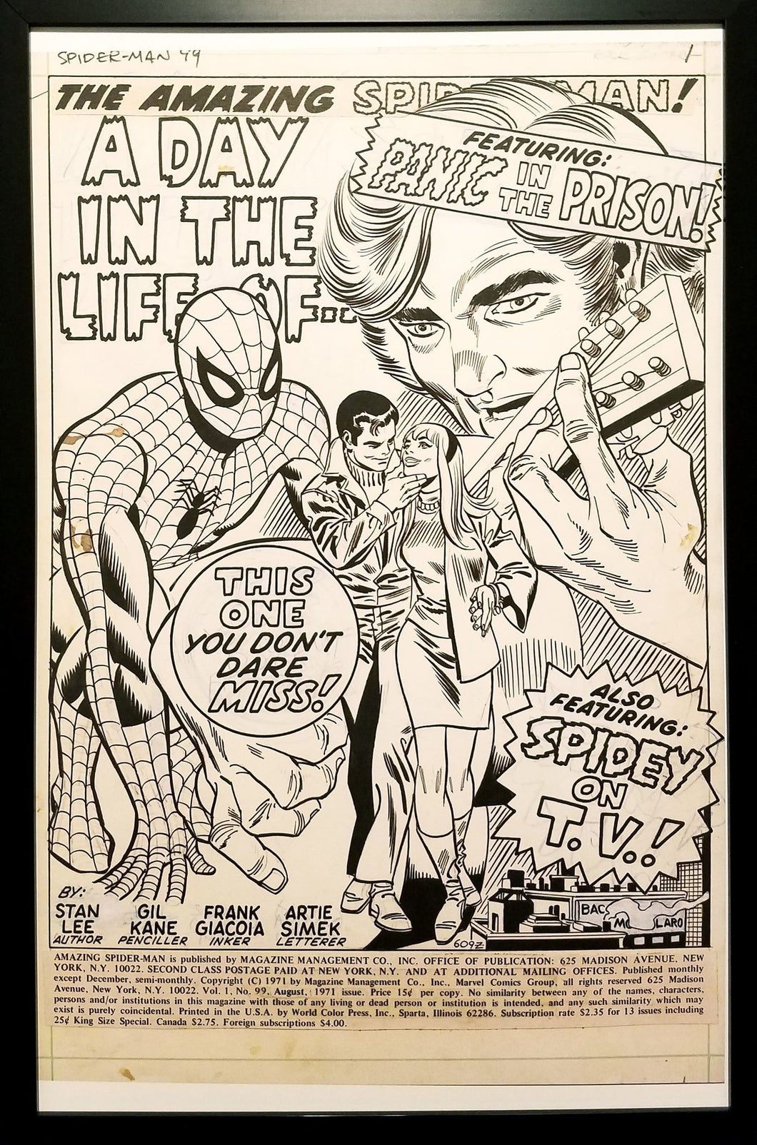 Amazing Spider-Man #99 pg. 1 Gil Kane 11x17 FRAMED Original Art Poster Marvel Comics