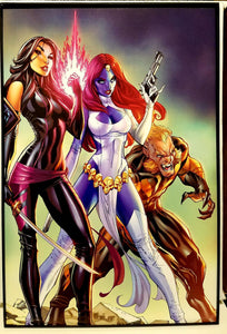 X-Men Psylocke Mystique by J. Scott Campbell 8x12 FRAMED Marvel Art Piece