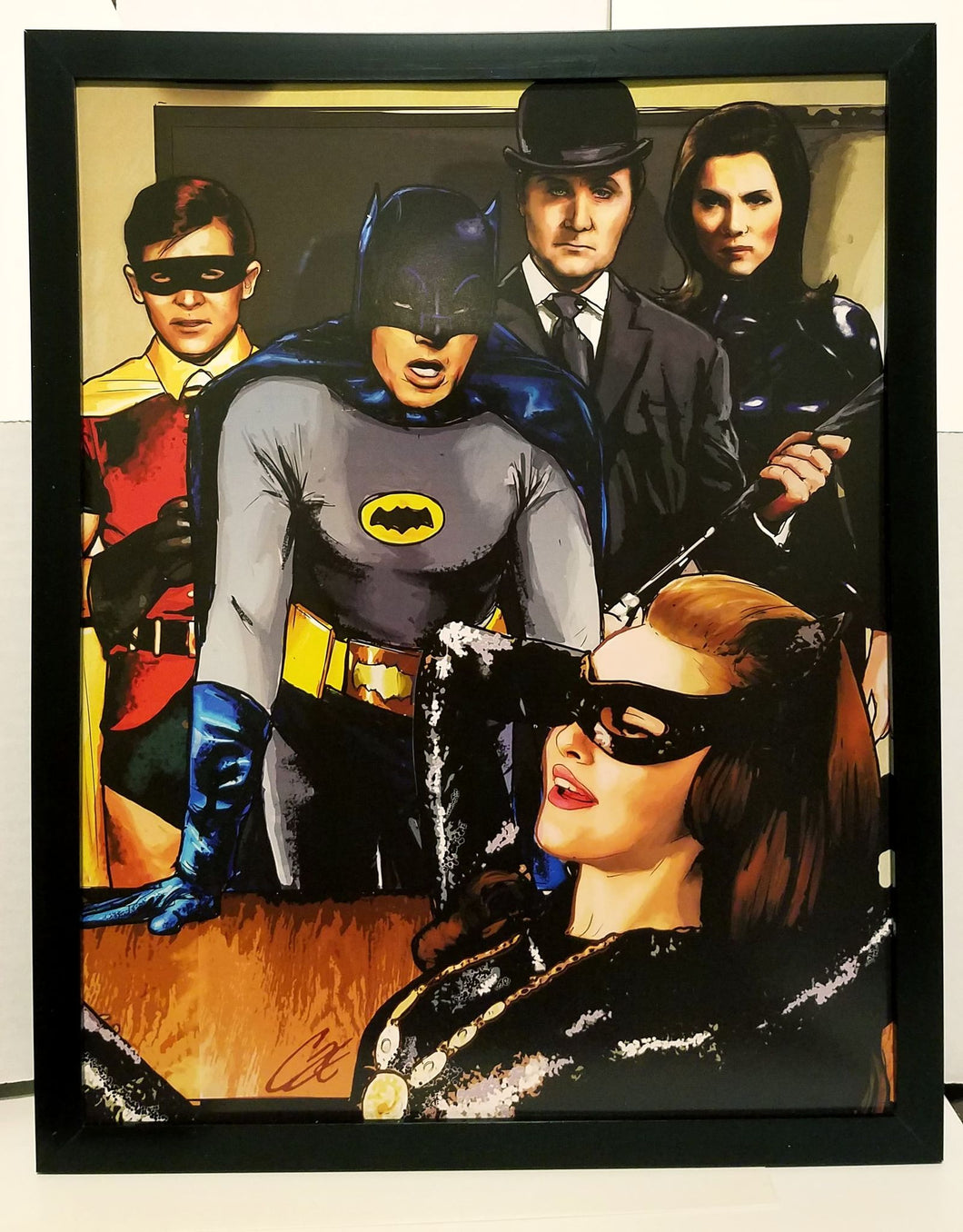 Batman 66 Julie Newmar Catwoman by Cat Staggs 11x14 FRAMED DC Comics Art Print