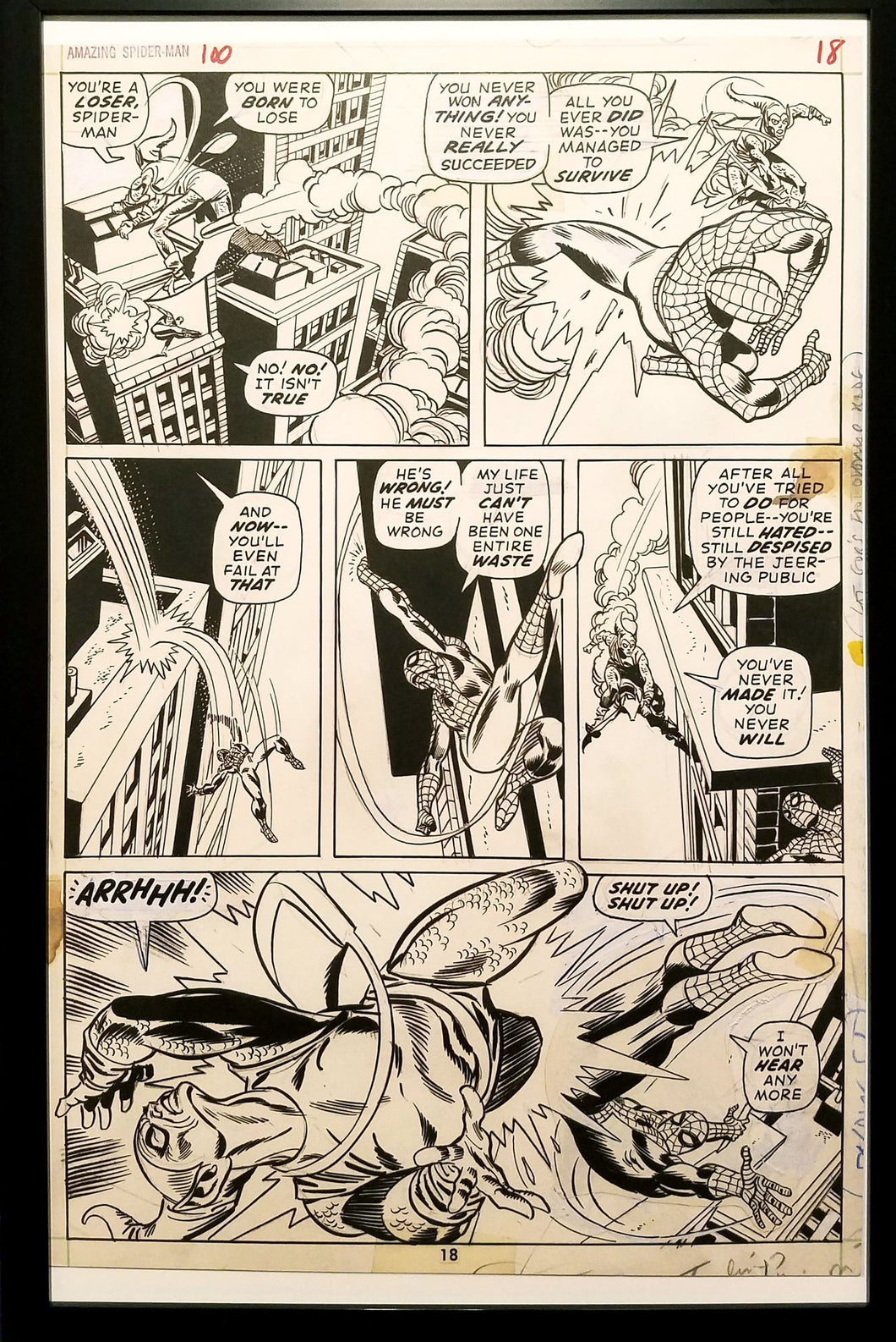 Amazing Spider-Man #100 pg. 18 Gil Kane 11x17 FRAMED Original Art Poster Marvel Comics