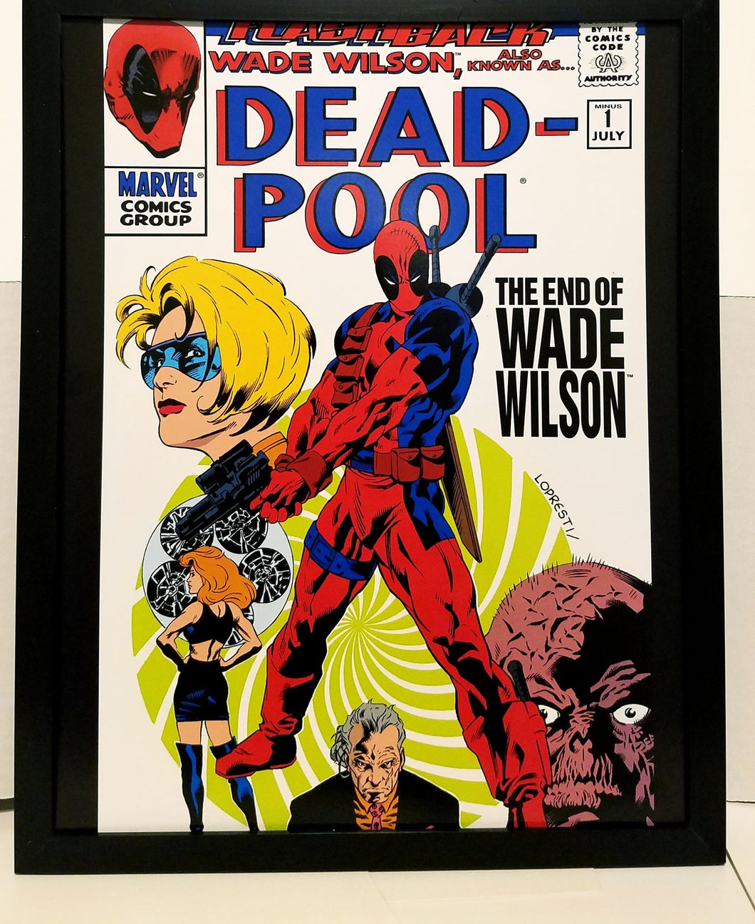 Deadpool Steranko Shield homage Aaron Lopresti 11x14 FRAMED Marvel Comics Art Print Poster